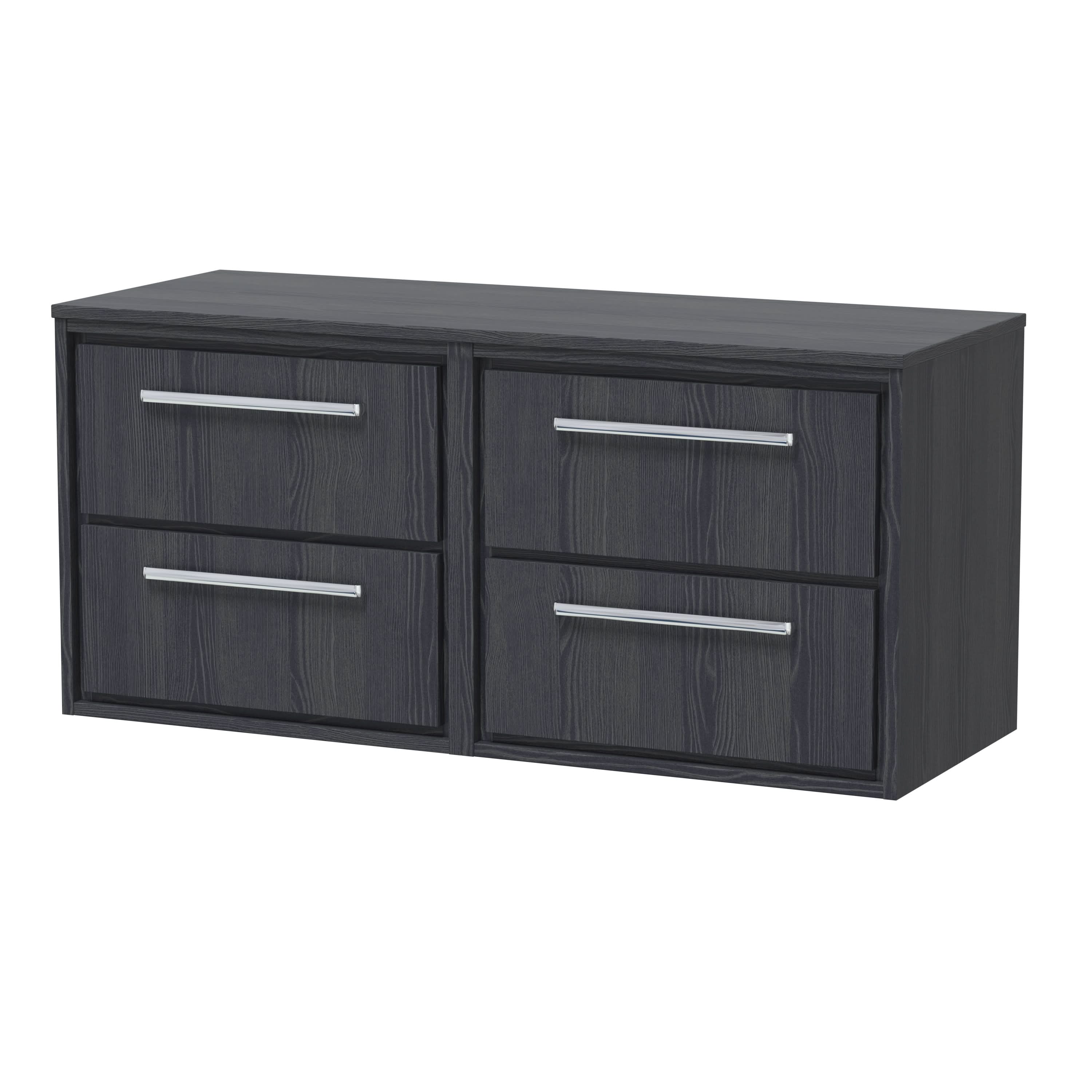 Hudson Reed Lille Countertop Basin Unit, 4 Drawer Modern Vanity Unit with Marble Worktop, Durable Bathroom Furniture, Luxury Wall-Hung Bathroom Furniture, 1200mm