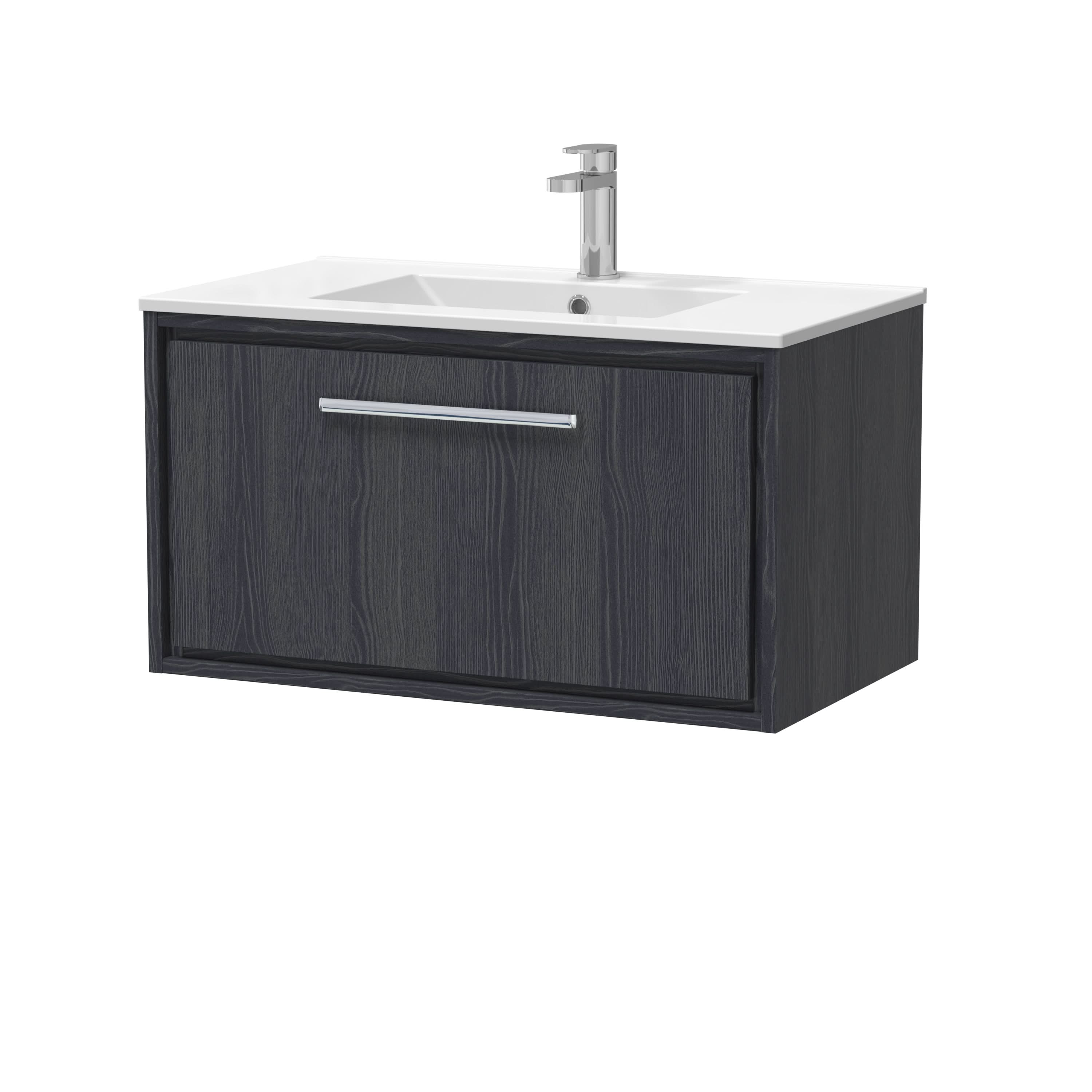 Hudson Reed Lille Wall Hung Vanity Unit with 1 Tap Hole Basin, Durable Bathroom Furniture, Compact White Sink Vanity Unit for Modern Bathroom Interiors, 800mm