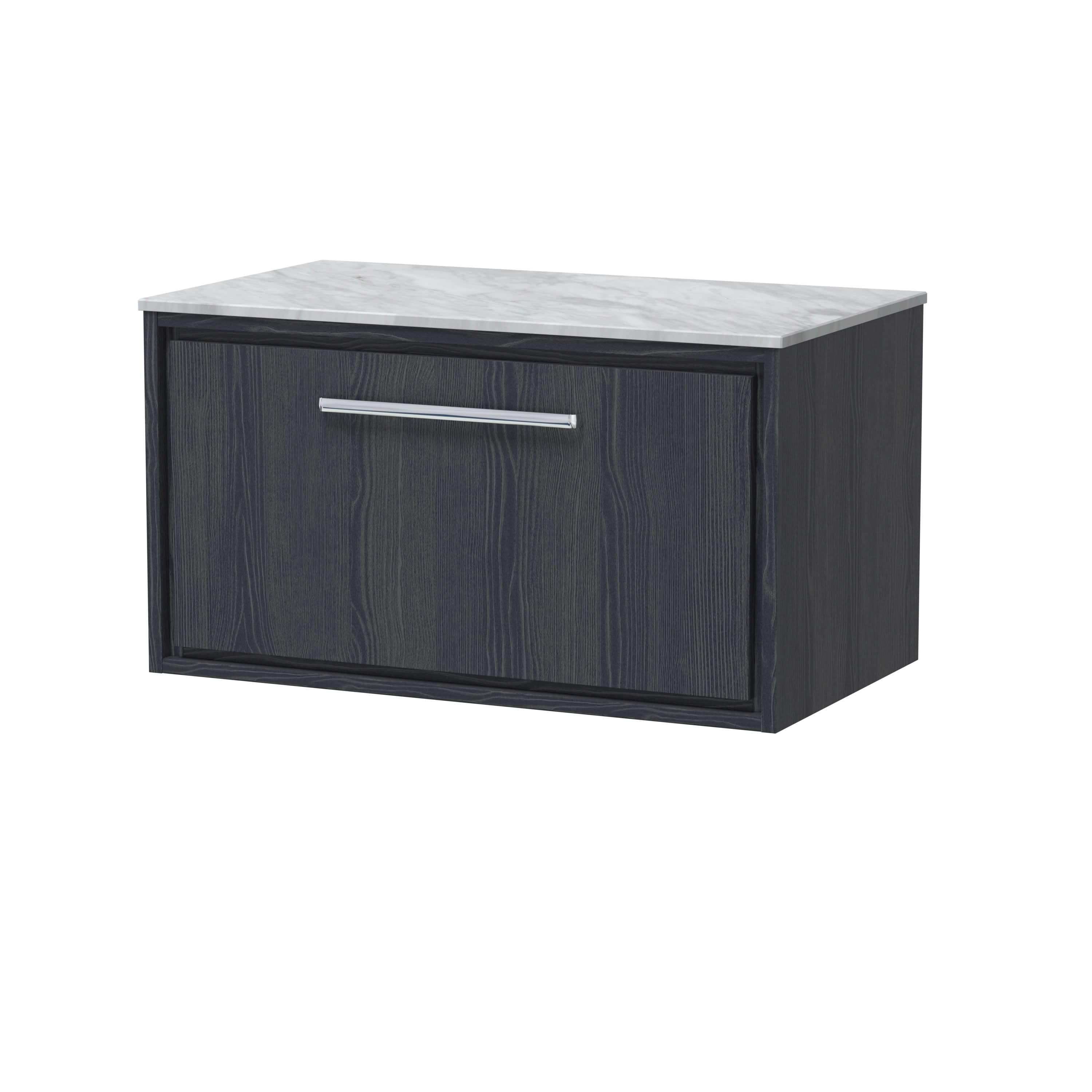 Hudson Reed Lille Countertop Vanity Unit with Marble Worktop, Durable Bathroom Furniture, Single Drawer Modern Vanity Unit for Luxury Bathroom Spaces, 800mm