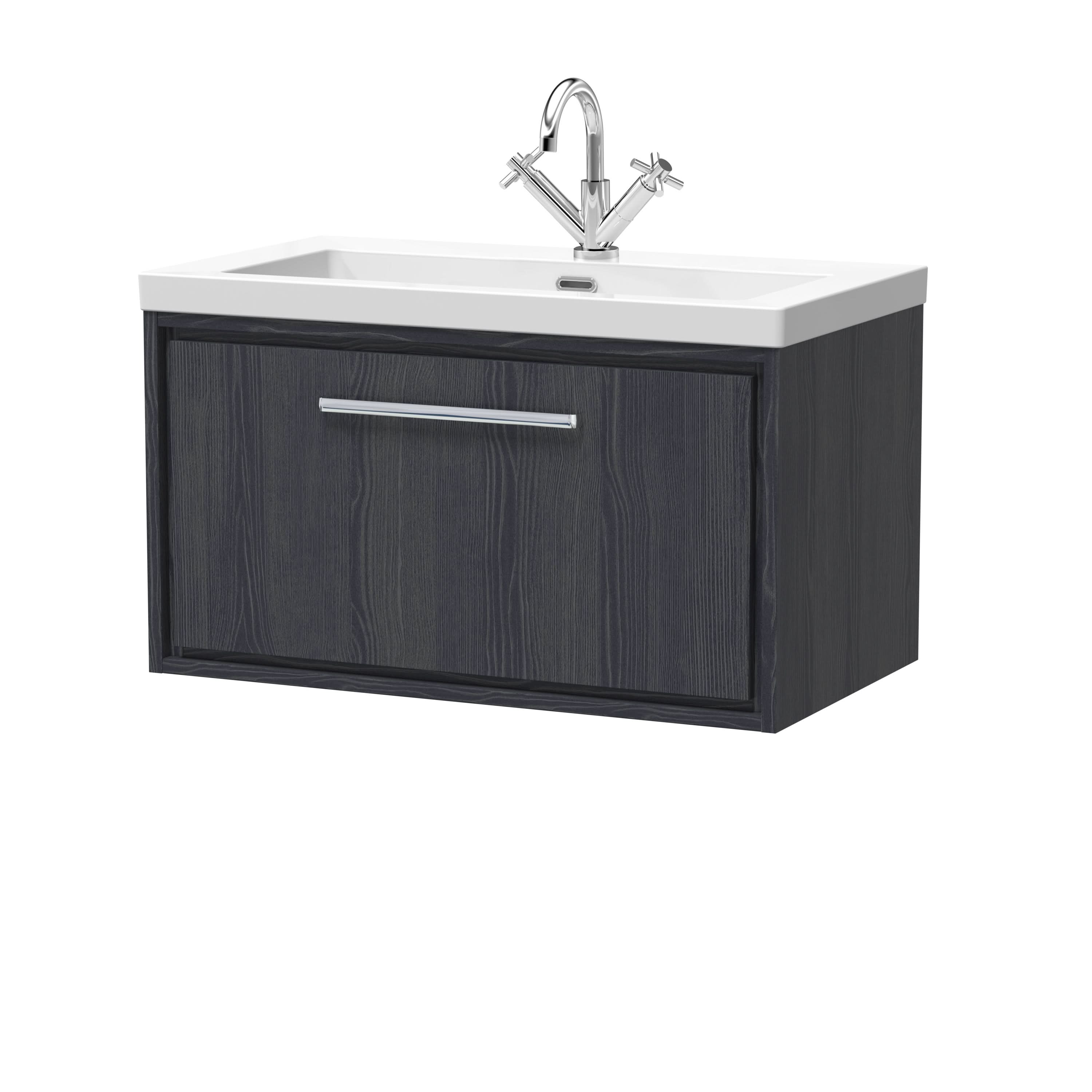 Hudson Reed Lille Wall Hung Vanity Unit with 1 Tap Hole Basin, Durable Bathroom Furniture, Compact Sink Vanity Unit for Modern Bathroom Interiors, 800mm