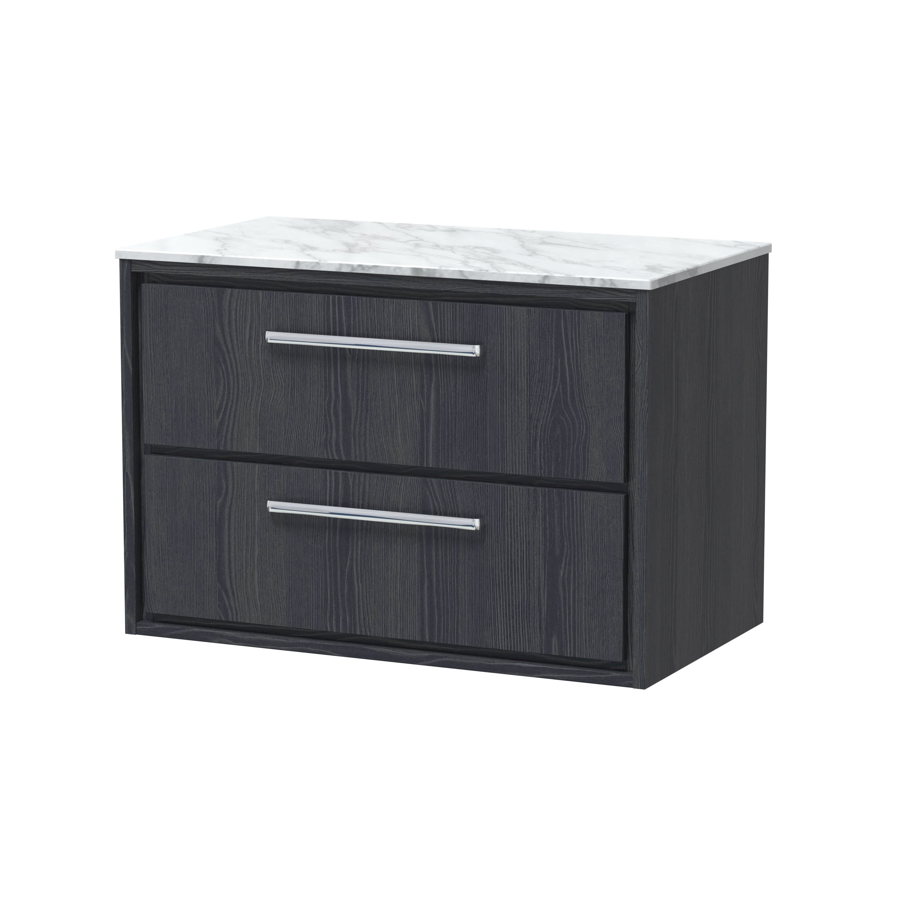 Hudson Reed Lille Countertop Vanity Unit with Marble Worktop, Durable Bathroom Furniture, Double Drawer Modern Vanity Unit for Luxury Bathroom Interiors, 800mm