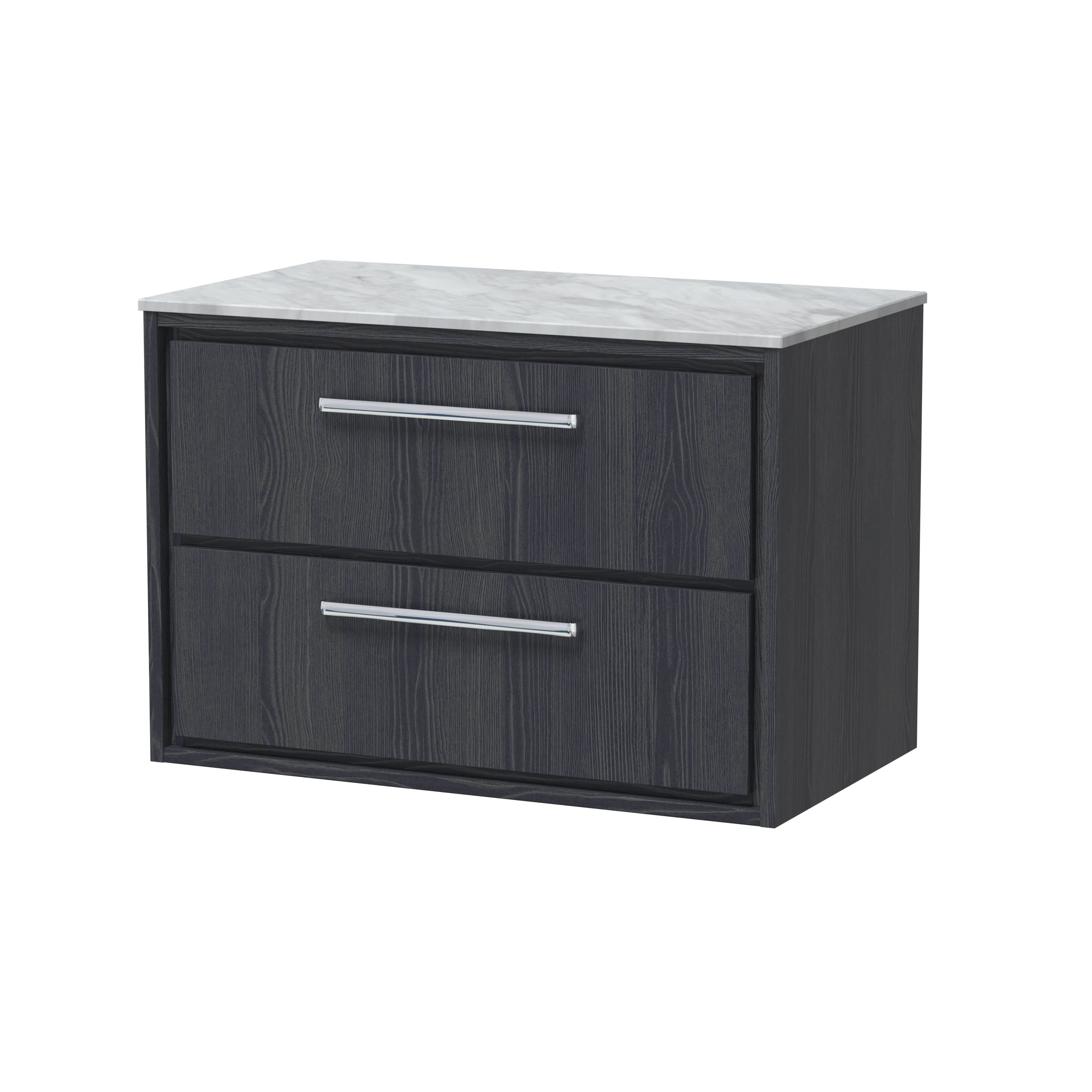 Hudson Reed Lille Countertop Vanity Unit with Marble Worktop, Durable Bathroom Furniture, Luxury Double Drawer Modern Vanity Unit for Contemporary Bathrooms, 800mm