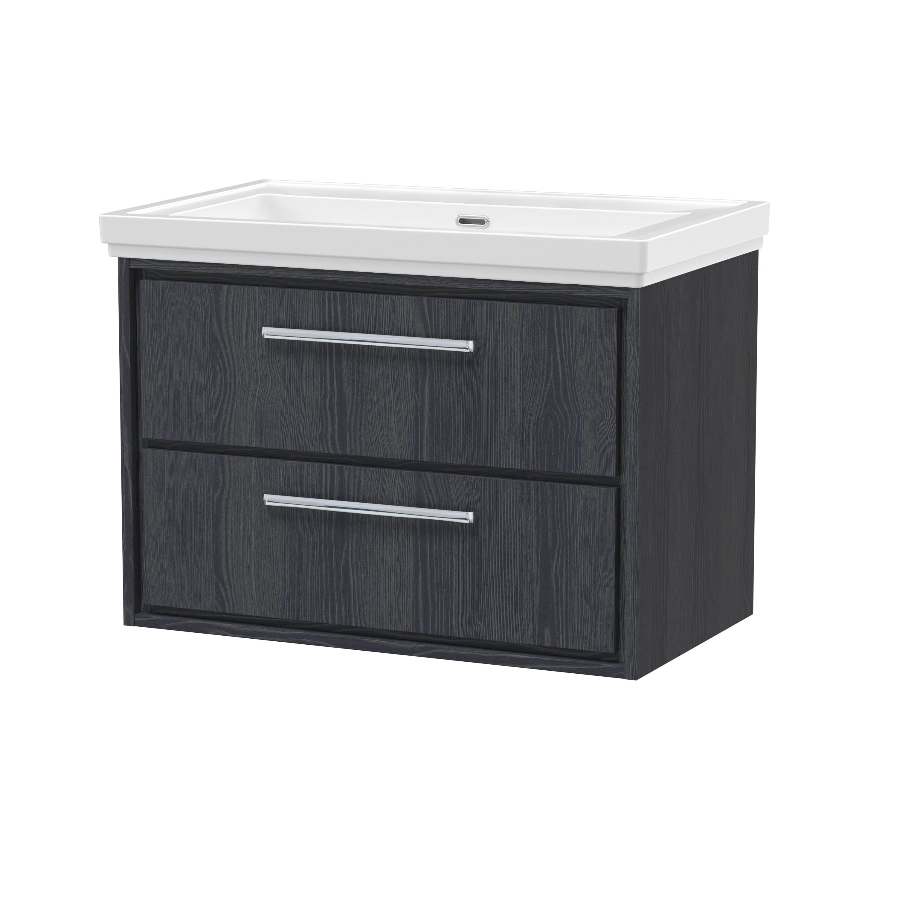Hudson Reed Lille Wall Hung Vanity Unit with Basin, Durable Bathroom Furniture, Double Drawer Bathroom Vanity Unit for Sleek Modern Interiors, 800mm