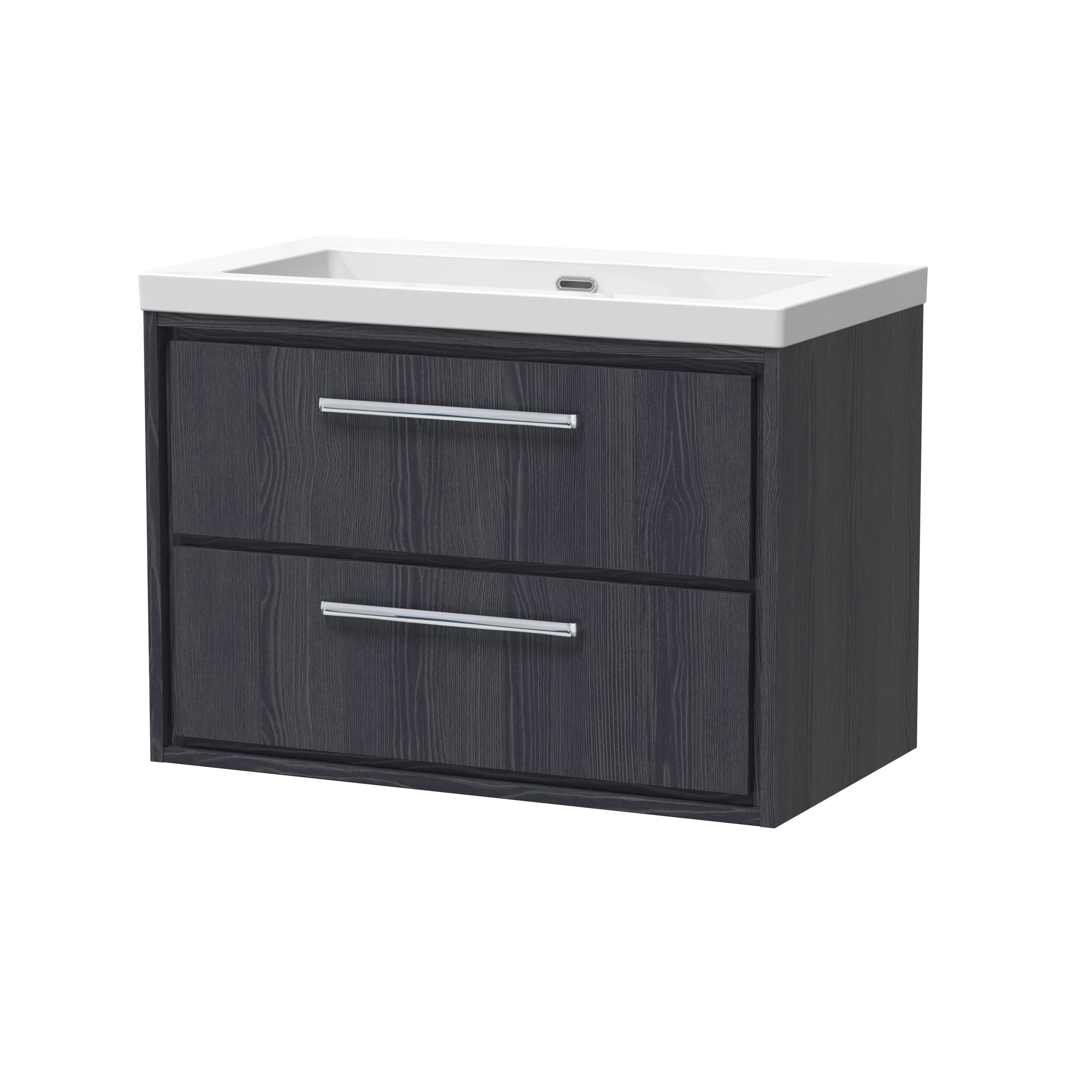 Hudson Reed Lille Wall Hung Vanity Unit with Basin, Durable Bathroom Furniture, Double Drawer Sink Vanity Unit for Compact Modern Bathrooms, 800mm