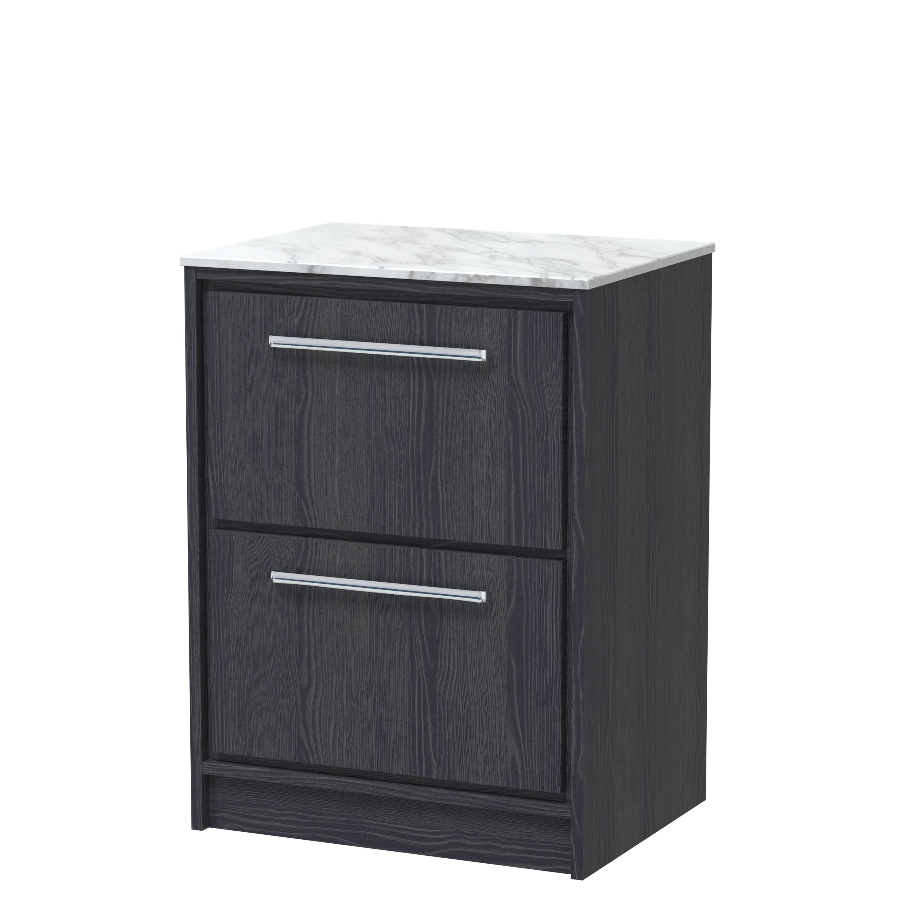Hudson Reed Lille Countertop Vanity Unit with Marble Worktop, Durable Bathroom Furniture, Compact Luxury Vanity Unit with Drawers for Modern Bathrooms, 600mm