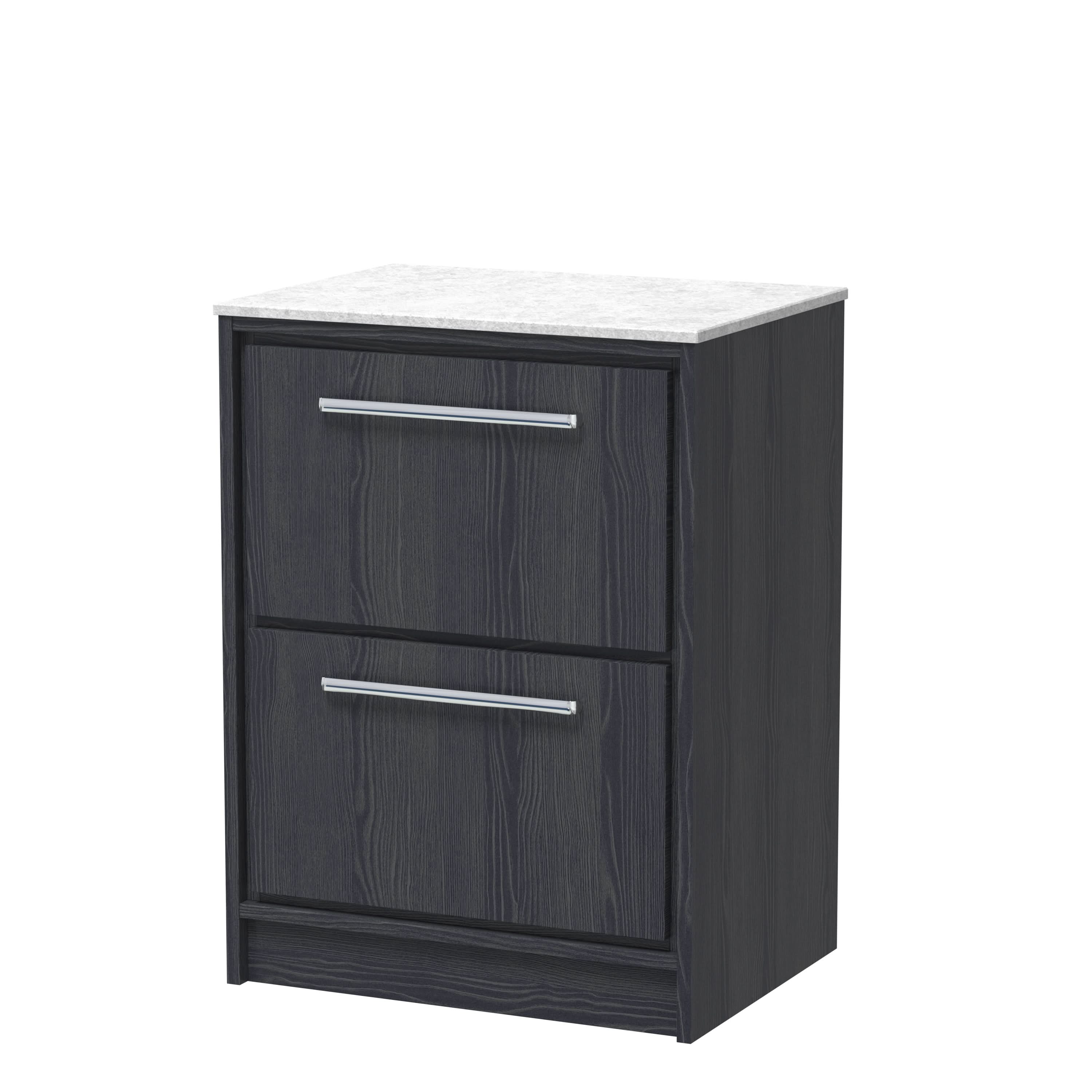 Hudson Reed Lille Countertop Vanity Unit with Marble Worktop, Durable Bathroom Furniture, Modern Vanity Unit with Drawers for Luxury Bathrooms, 600mm