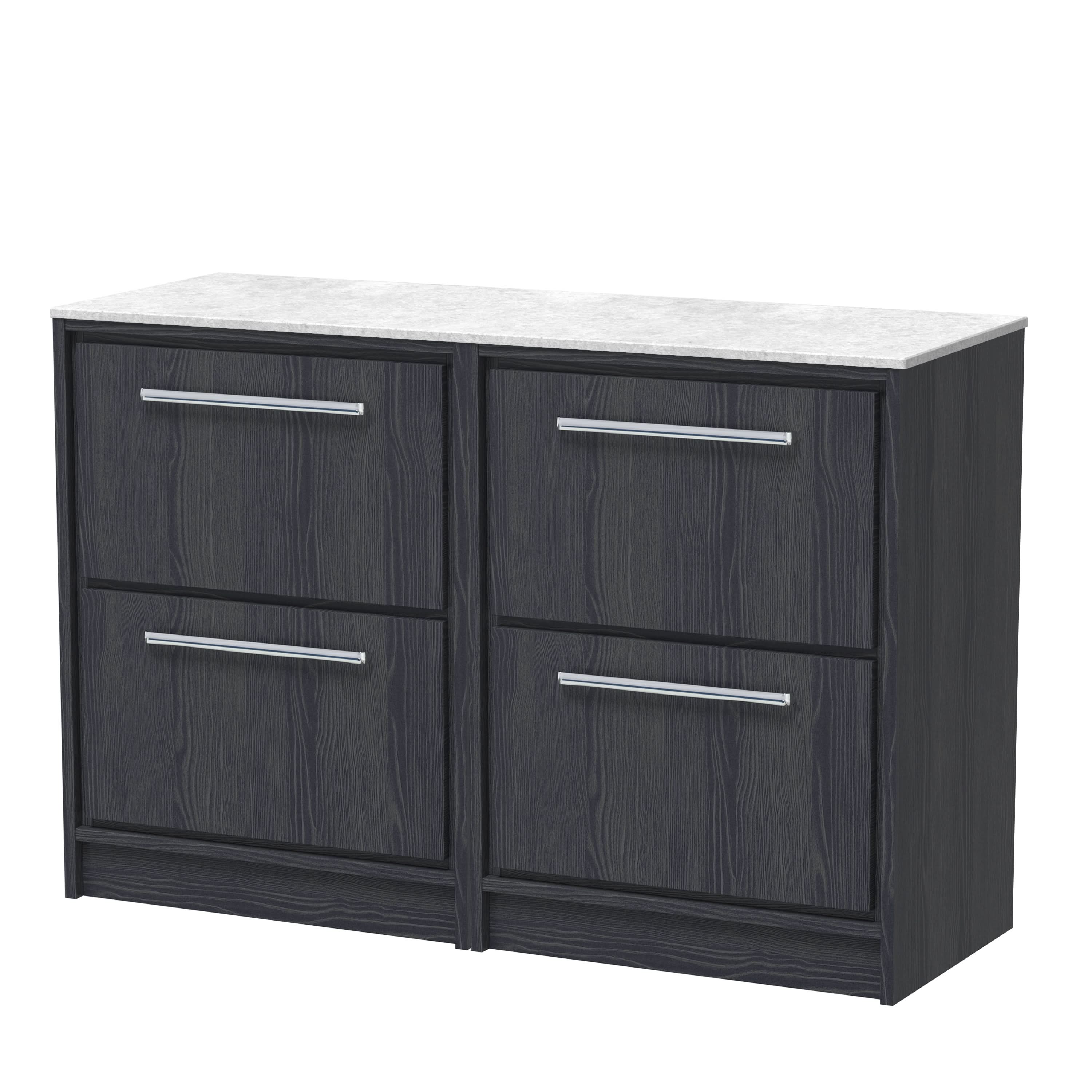 Hudson Reed Lille Countertop Vanity Unit with Marble Worktop, Durable Bathroom Furniture, Modern 4-Drawer Luxury Vanity Unit for Contemporary Bathrooms, 1200mm