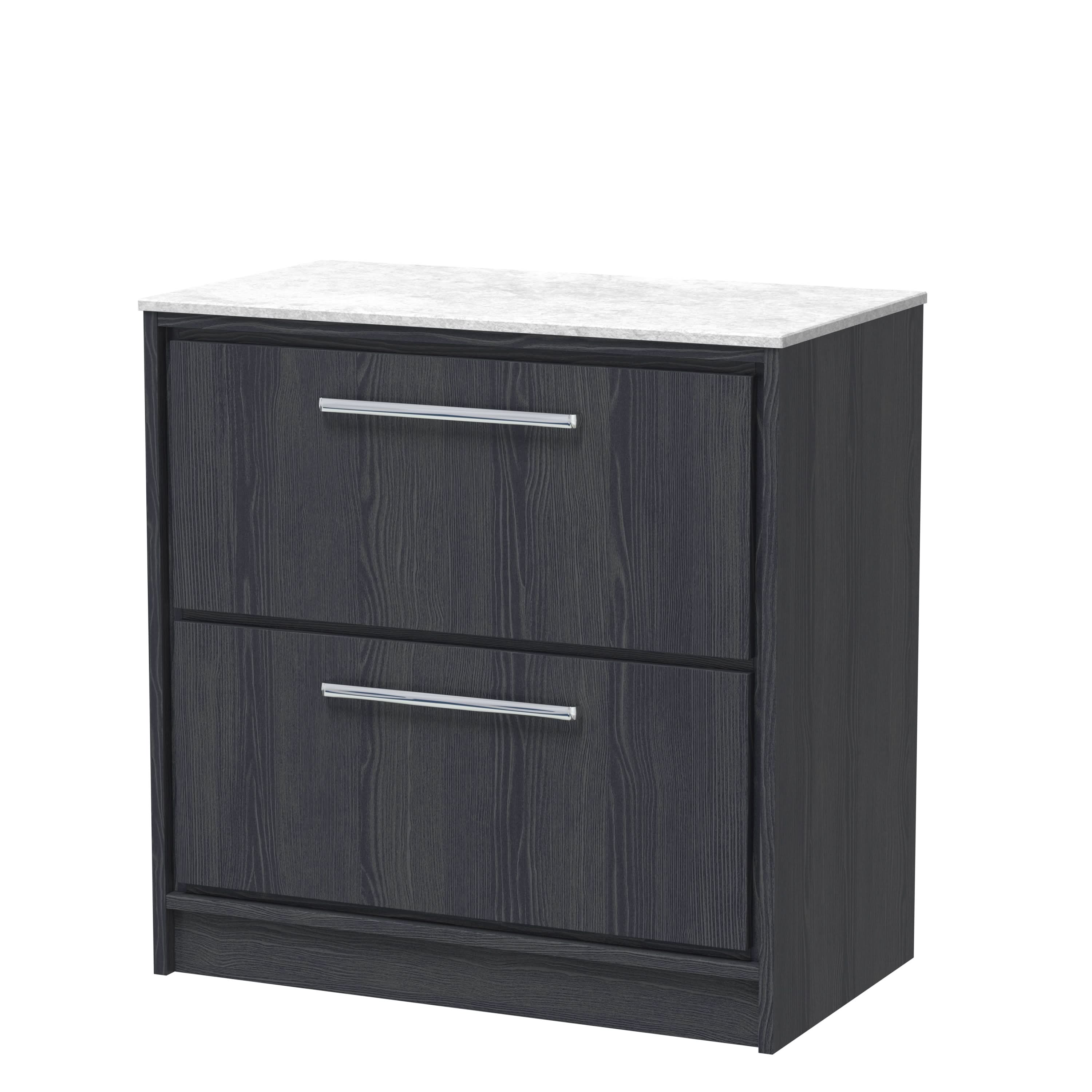 Hudson Reed Lille Marble Top Countertop Basin Unit, Durable Bathroom Furniture, 2-Drawer Modern Vanity Unit with Drawers for Luxury Bathroom Storage, 800mm