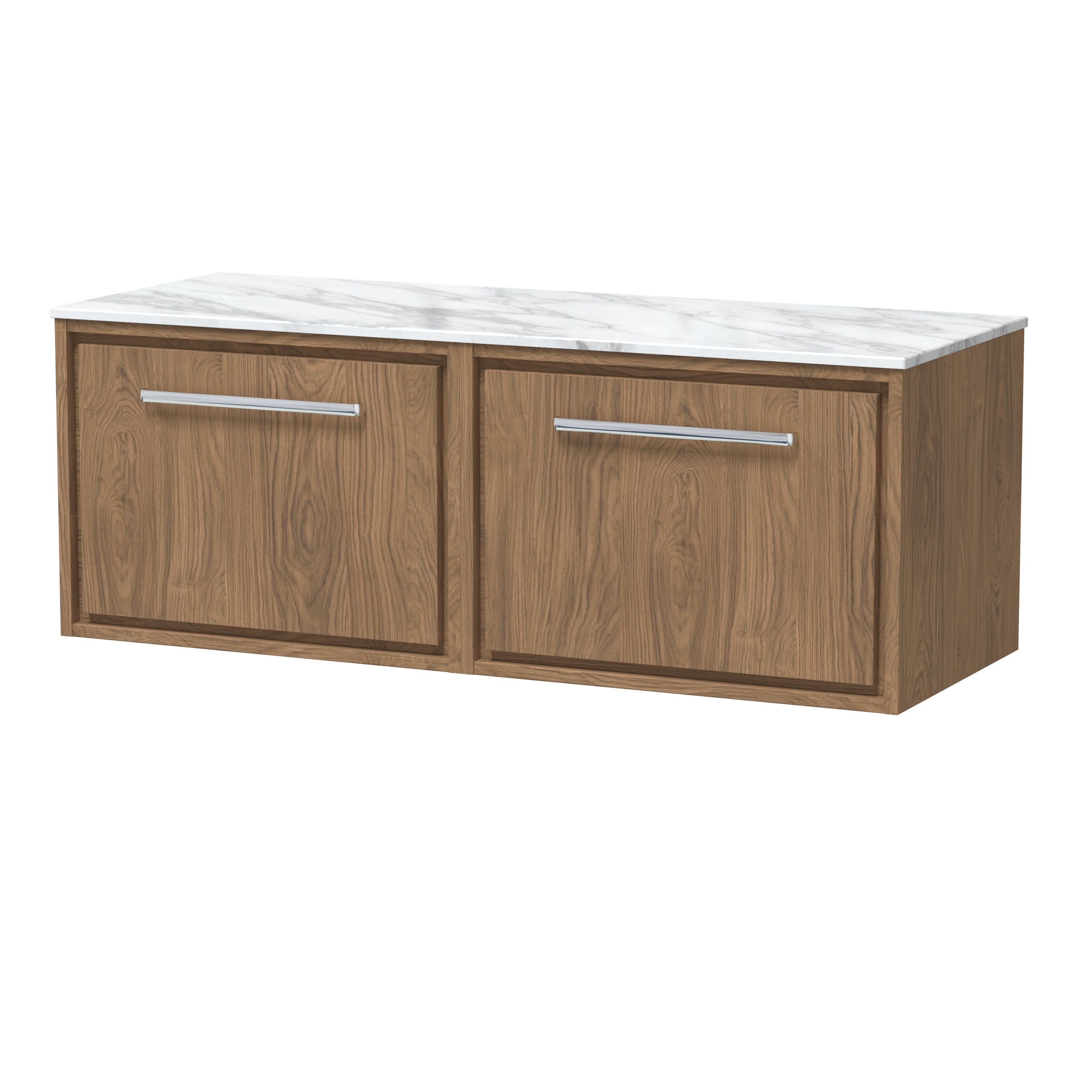 Hudson Reed Lille Countertop Basin Unit with Marble Worktop, Durable Bathroom Furniture, Luxury Modern Vanity Unit with Drawer in White Finish, 1200mm