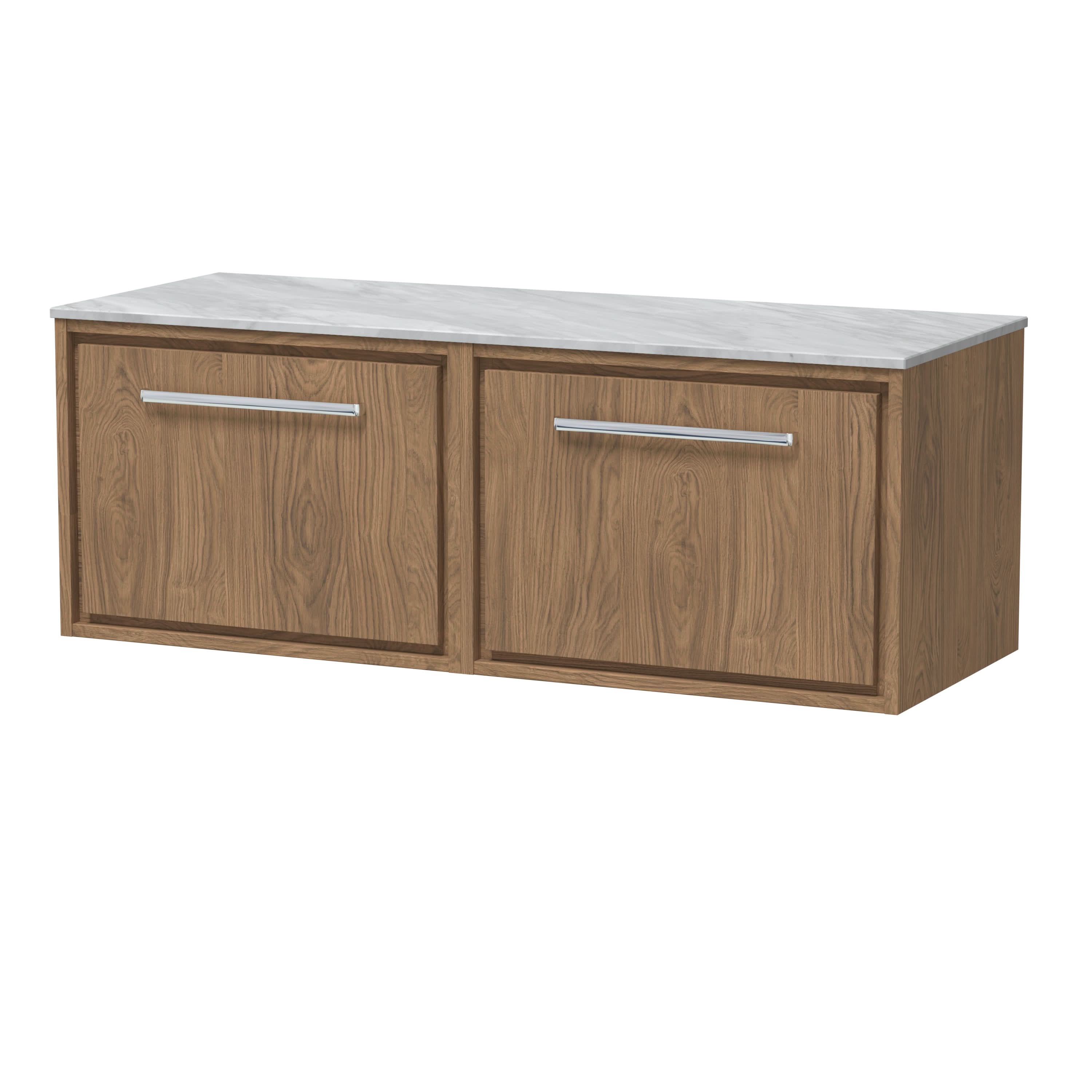 Hudson Reed Lille Countertop Basin Unit with Marble Worktop, Durable Bathroom Furniture, Modern Vanity Unit with Drawers for Luxury Bathrooms, 1200mm