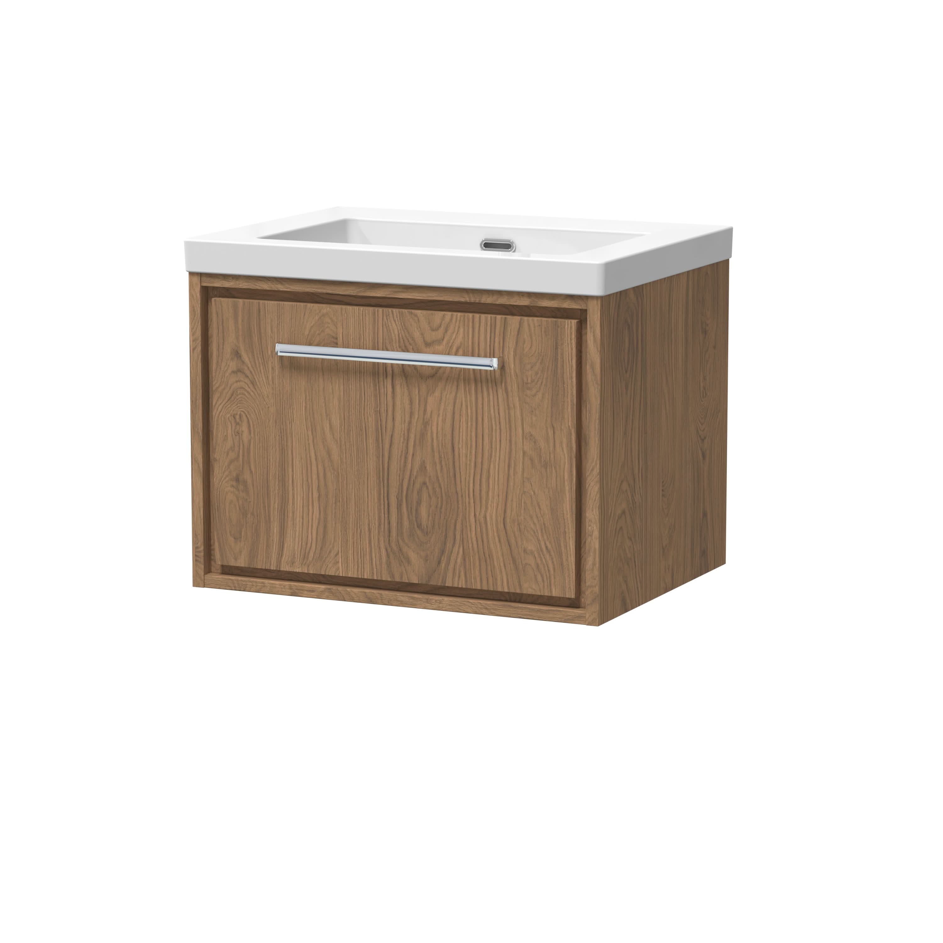 Hudson Reed Lille Wall Hung Vanity Unit with Basin, Durable Bathroom Furniture, Compact Sink Vanity Unit for Modern Bathroom Interiors, 600mm