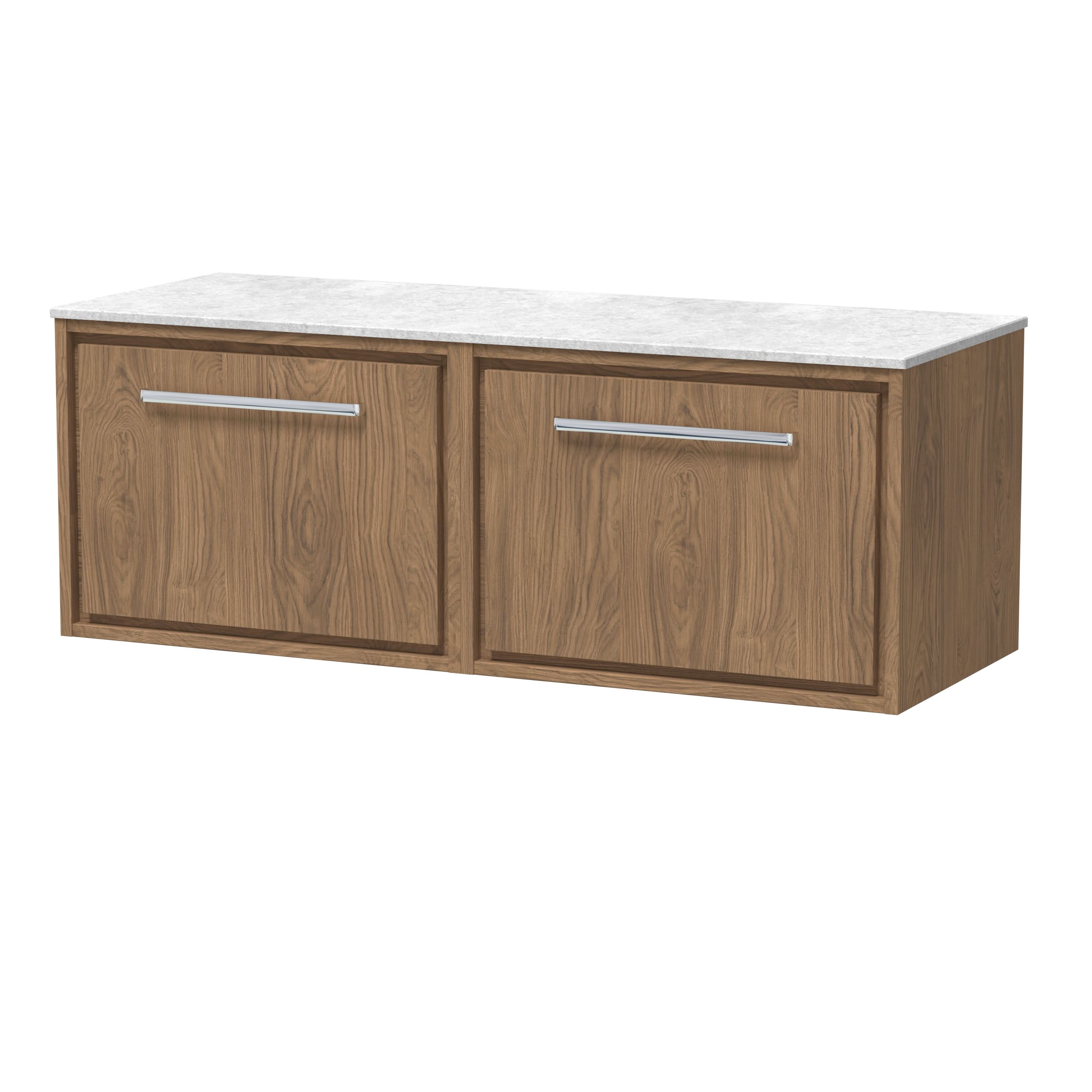Hudson Reed Lille White Countertop Basin Unit with Marble Top, Durable Bathroom Furniture, Luxury Counter Top Vanity Unit with Drawers for Modern Bathrooms, 1200mm