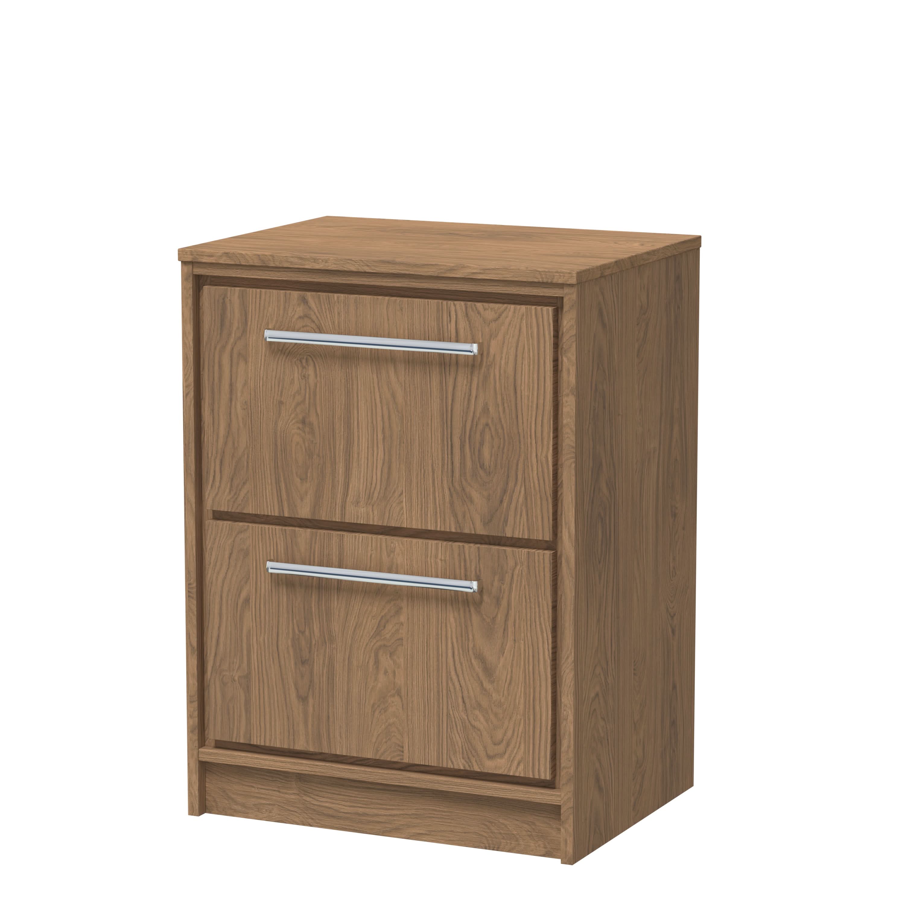 Hudson Reed Lille Countertop Vanity Unit with Worktop, 2 Drawer Modern Vanity Unit, Luxury Bathroom Cabinet, Floor Standing Design in Antique Oak, 600mm