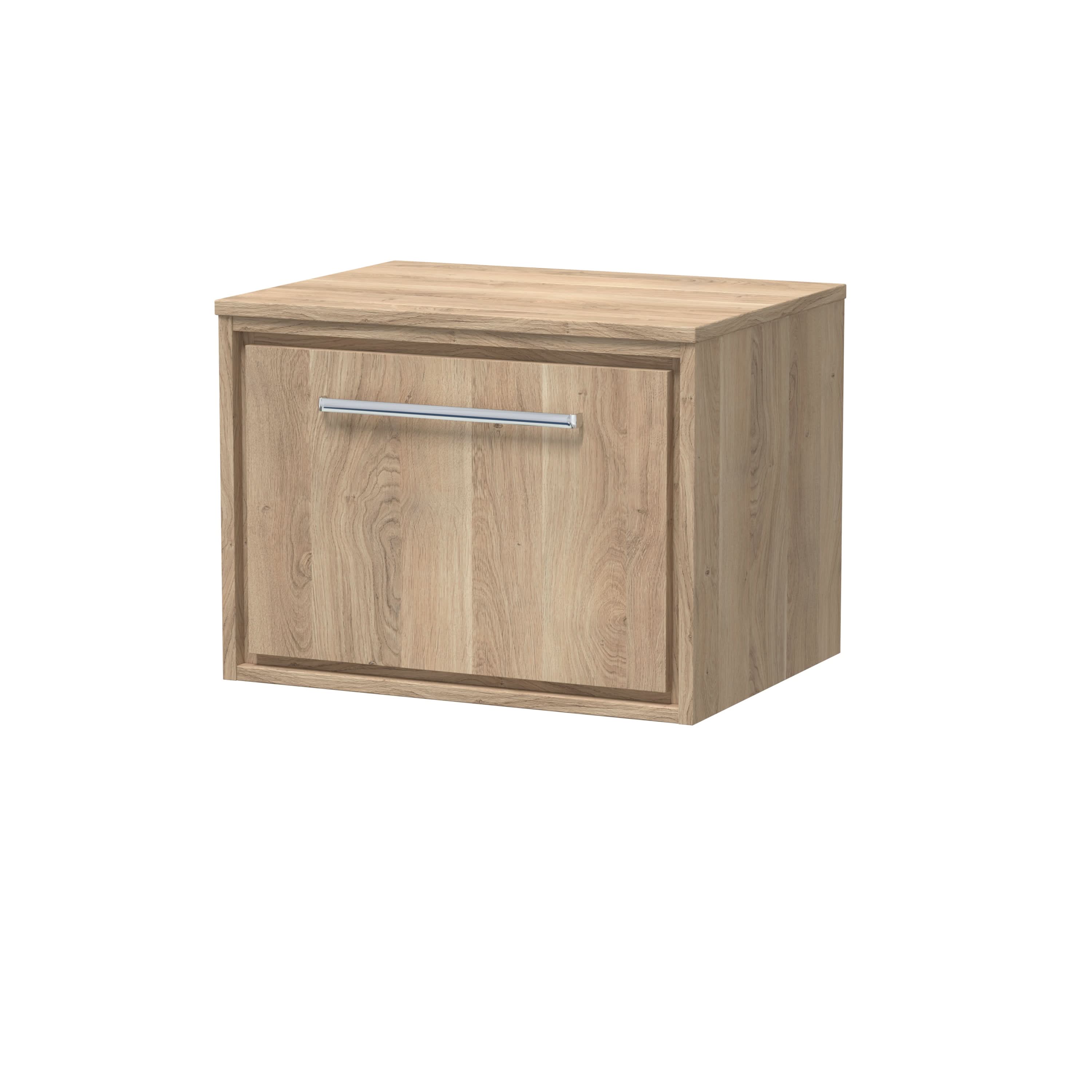 Hudson Reed Lille Wall Hung Countertop Vanity Unit, Modern Vanity Unit with Drawers and Co-ordinating Worktop for Vessel Basin, Luxury Bathroom Cabinet in Bleached Oak, 600mm