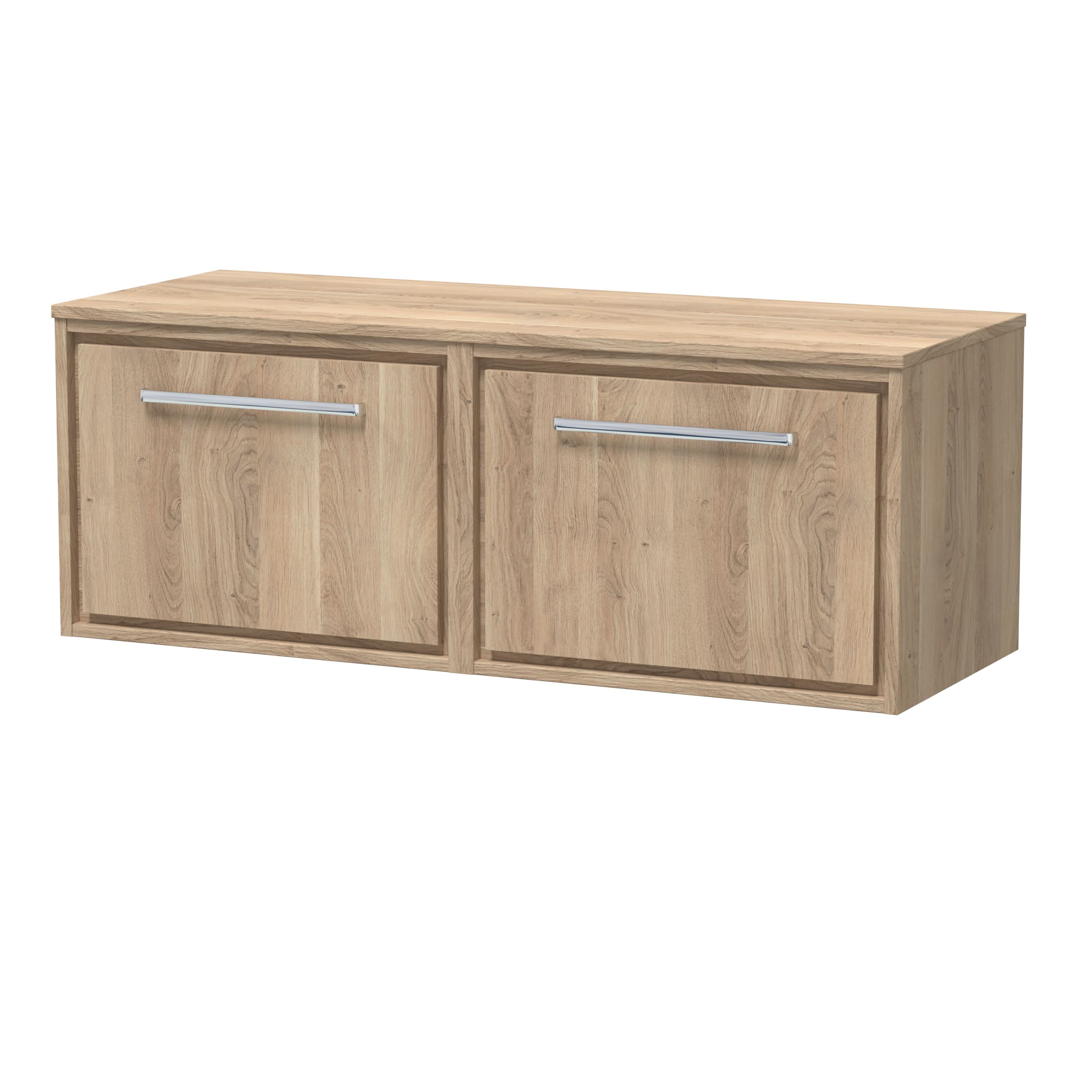 Hudson Reed Lille Wall Hung Countertop Vanity Unit, Modern Finish, Vanity Unit with Drawers and Worktop, Luxury Bathroom Vanity Unit for Vessel Basins in Bleached Oak, 1200mm