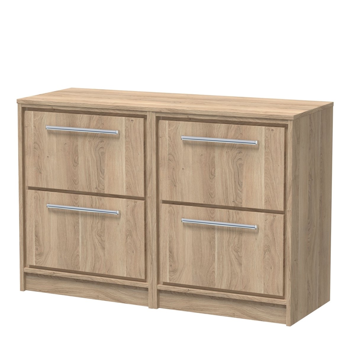 Hudson Reed Lille Floor Standing 4-Drawer Countertop Vanity Unit with Worktop, Modern Countertop Basin Unit, Luxury Vanity Unit for Bathrooms in Bleached Oak, 1200mm