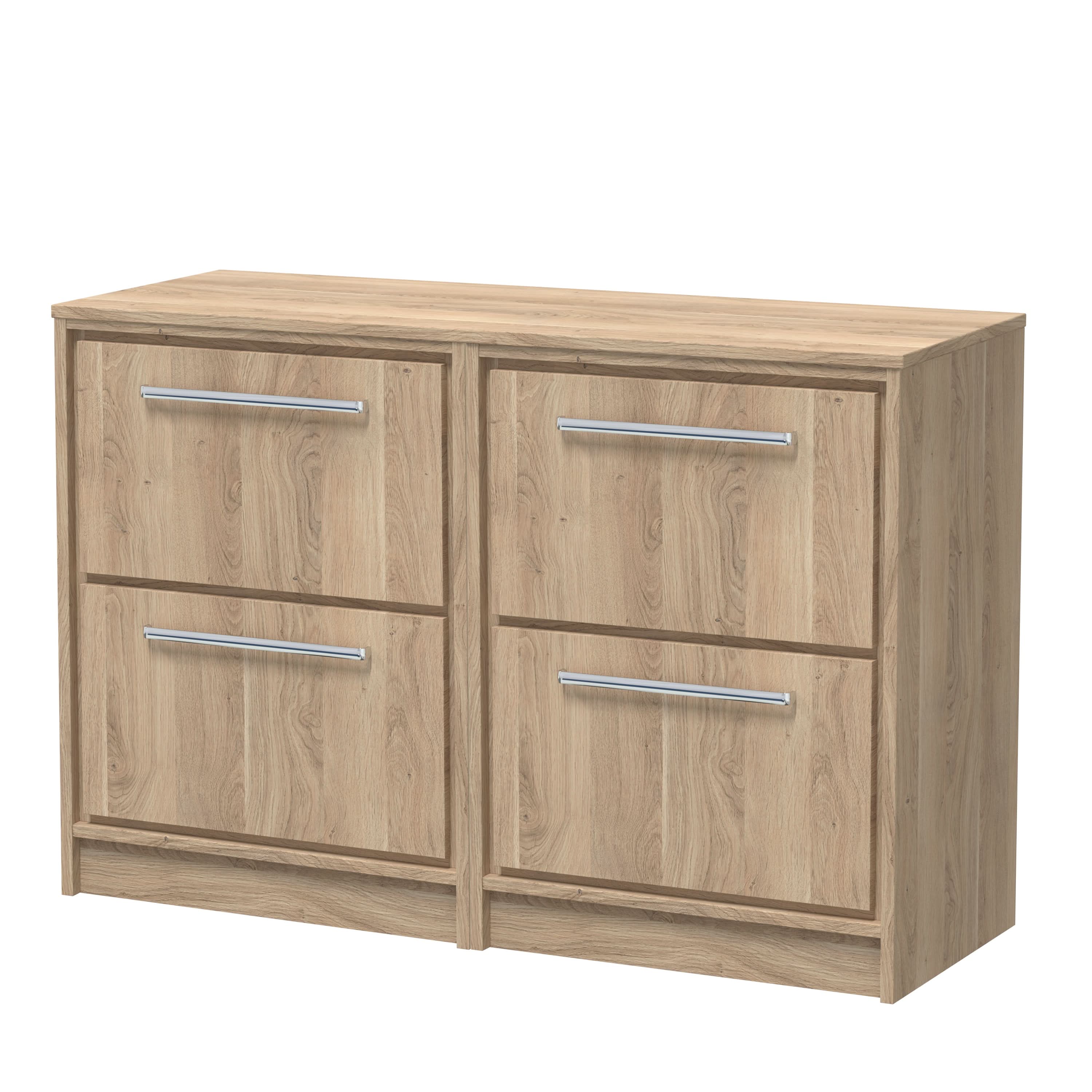 Hudson Reed Lille Floor Standing 4-Drawer Countertop Vanity Unit with Worktop, Modern Countertop Basin Unit, Luxury Vanity Unit for Bathrooms in Bleached Oak, 1200mm
