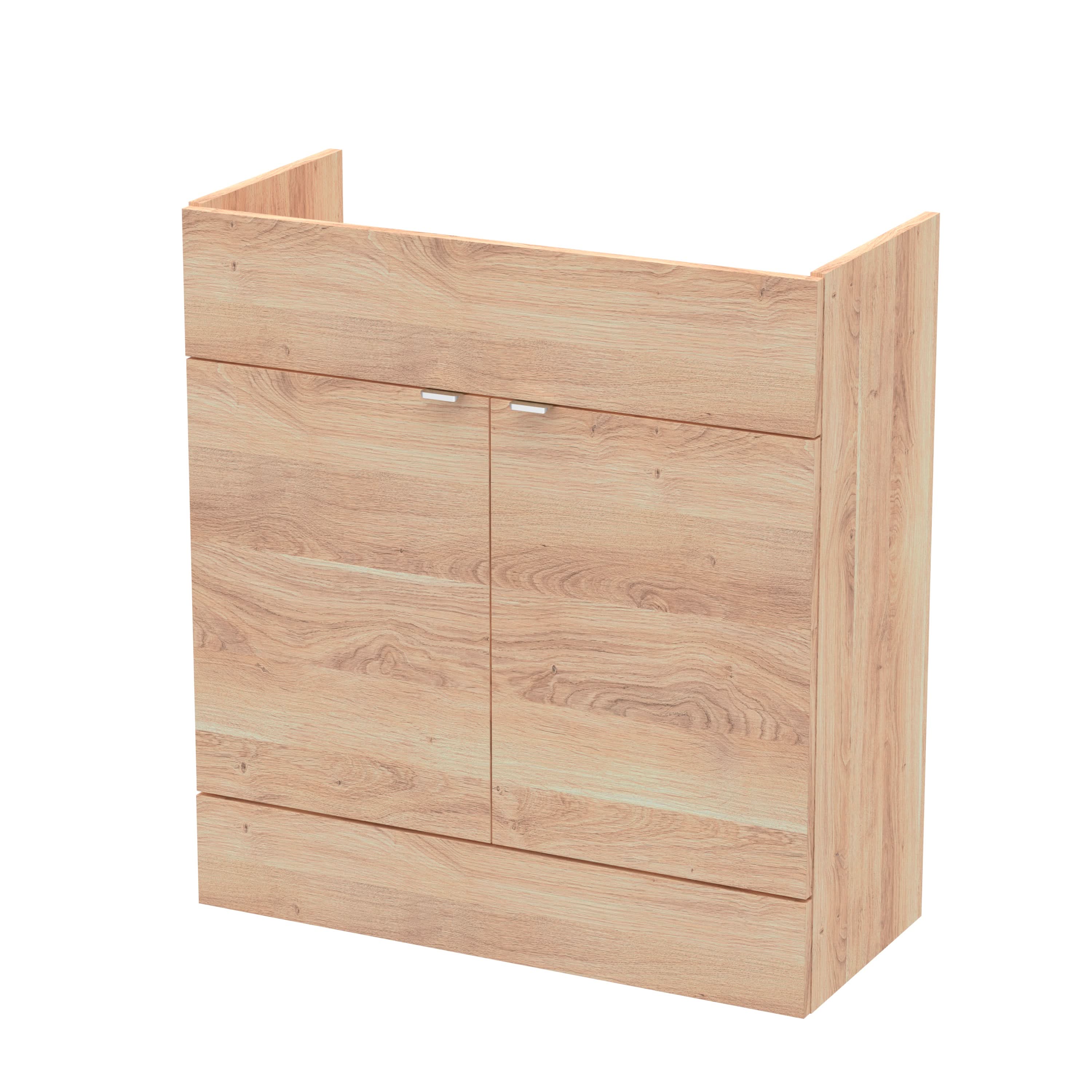 Hudson Reed Fusion Fitted Floor Standing Vanity Unit, 1 Soft Close Door Compact Bathroom Unit in Bleached Oak, 800mm (355Mm Deep)