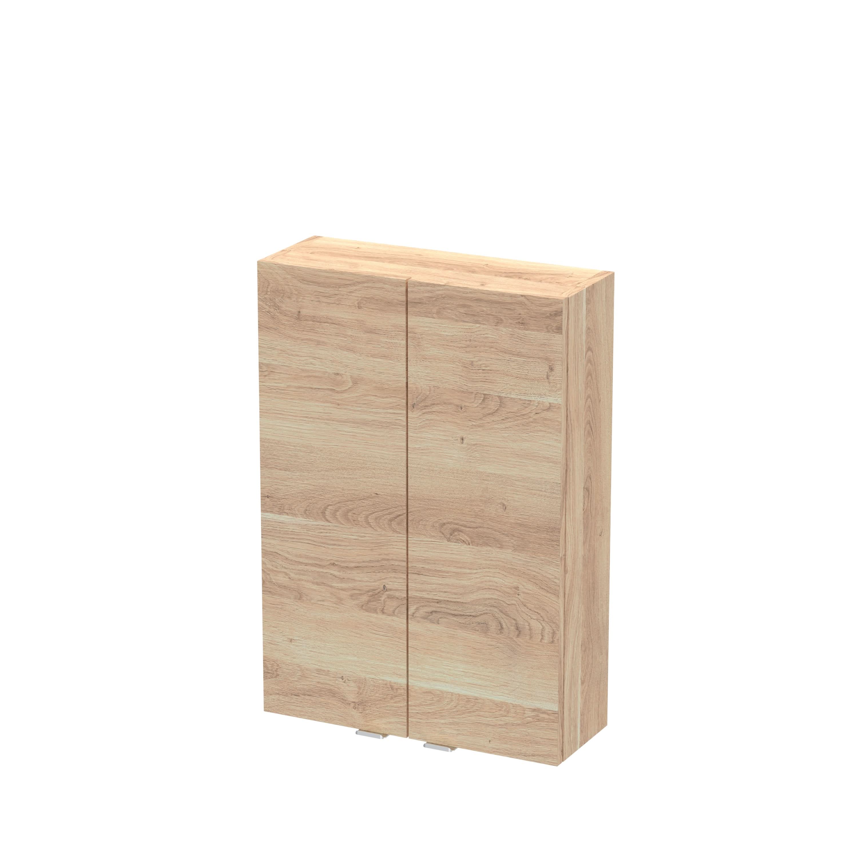 Hudson Reed Fusion Wall Hung with 2 Soft Close Door Cabinet, Modern Bathroom Vanity Unit with Storage in Bleached Oak, 500mm