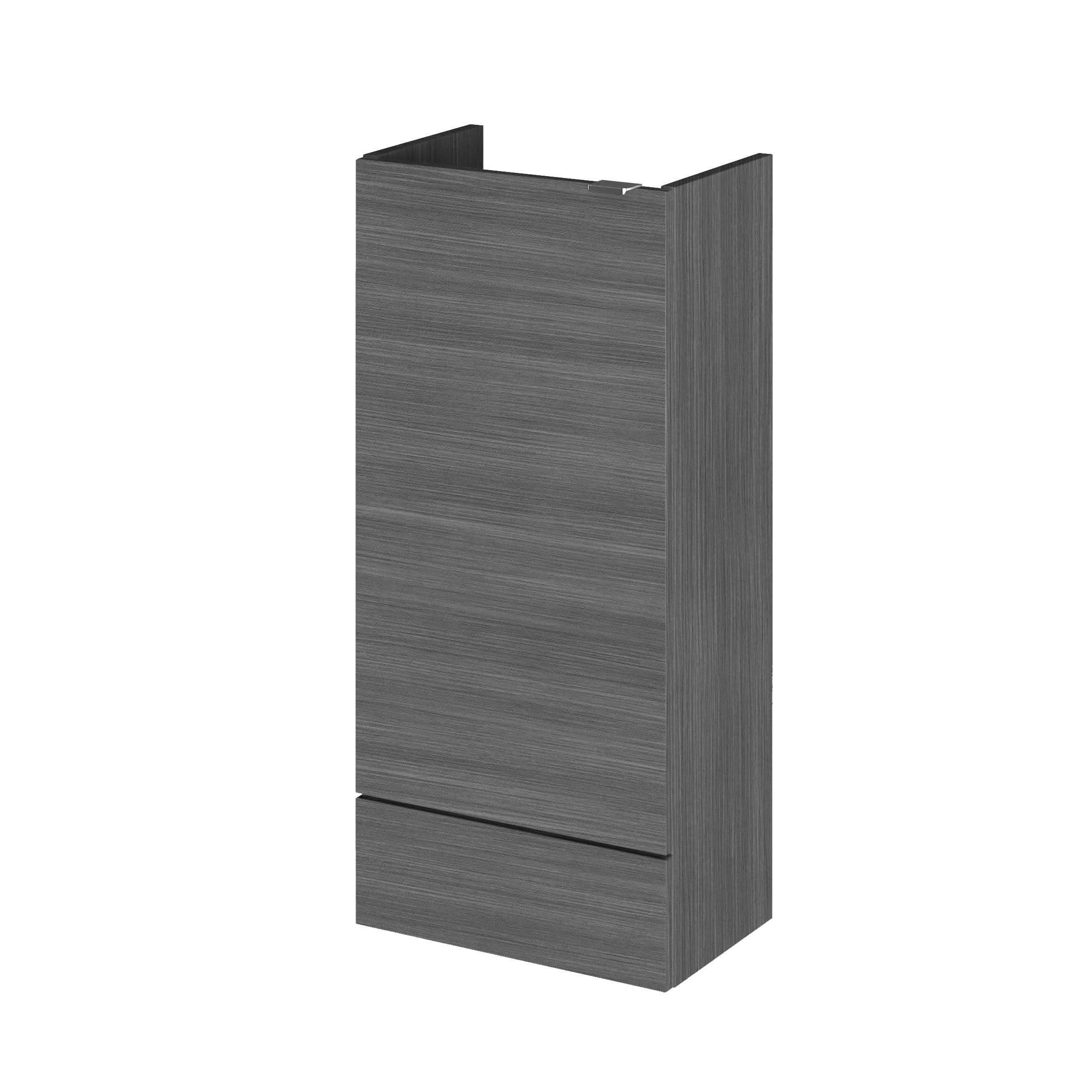 Hudson Reed Fusion Floor Standing Compact Base Unit, Bathroom Vanity Unit with Soft Close Door & Storage in Anthracite Woodgrain, 400mm