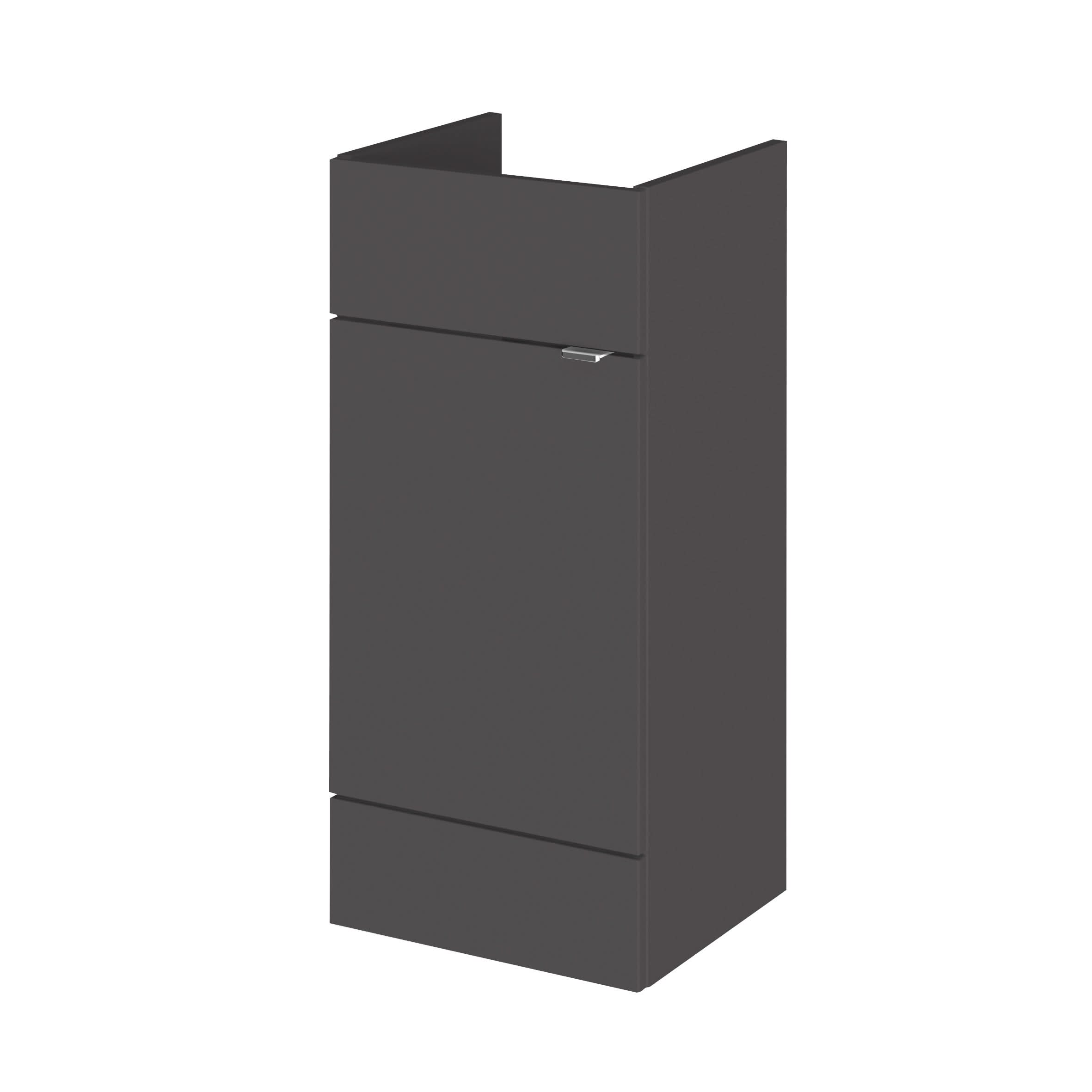 Hudson Reed Fusion Floor Standing Vanity Unit, Modern 1 Soft Close Door Compact Storage Bathroom Sink Unit in Gloss Grey, 400mm