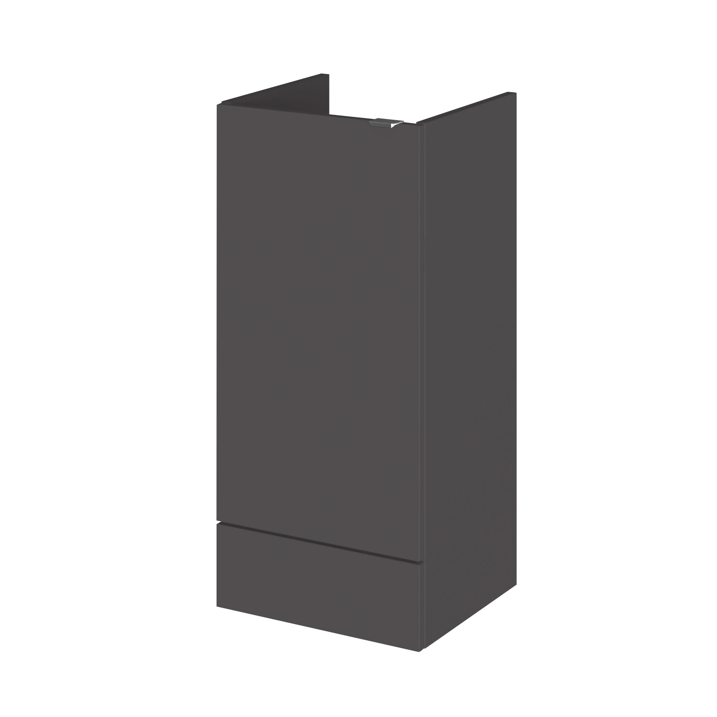 Hudson Reed Fusion Floor Standing Vanity Unit with 1 Soft Close Door Base Cabinet, Bathroom Sink Vanity in Gloss Grey, 400mm