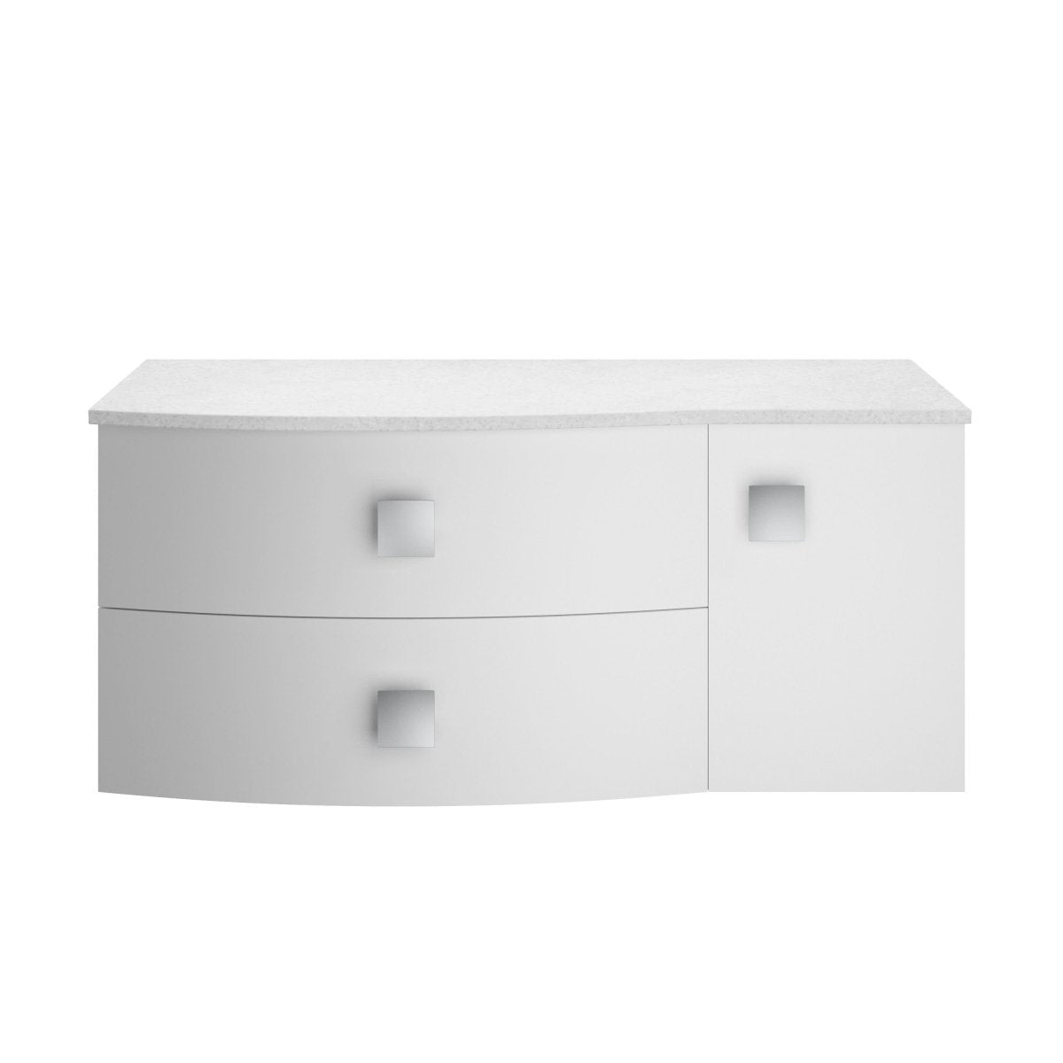 Hudson Reed Sarenna Wall Hung Left Hand 2 Drawer 1 Door White Countertop Basin Vanity Unit, Durable Soft-Close Cabinet Bathroom Furniture in Moon White, 1000mm