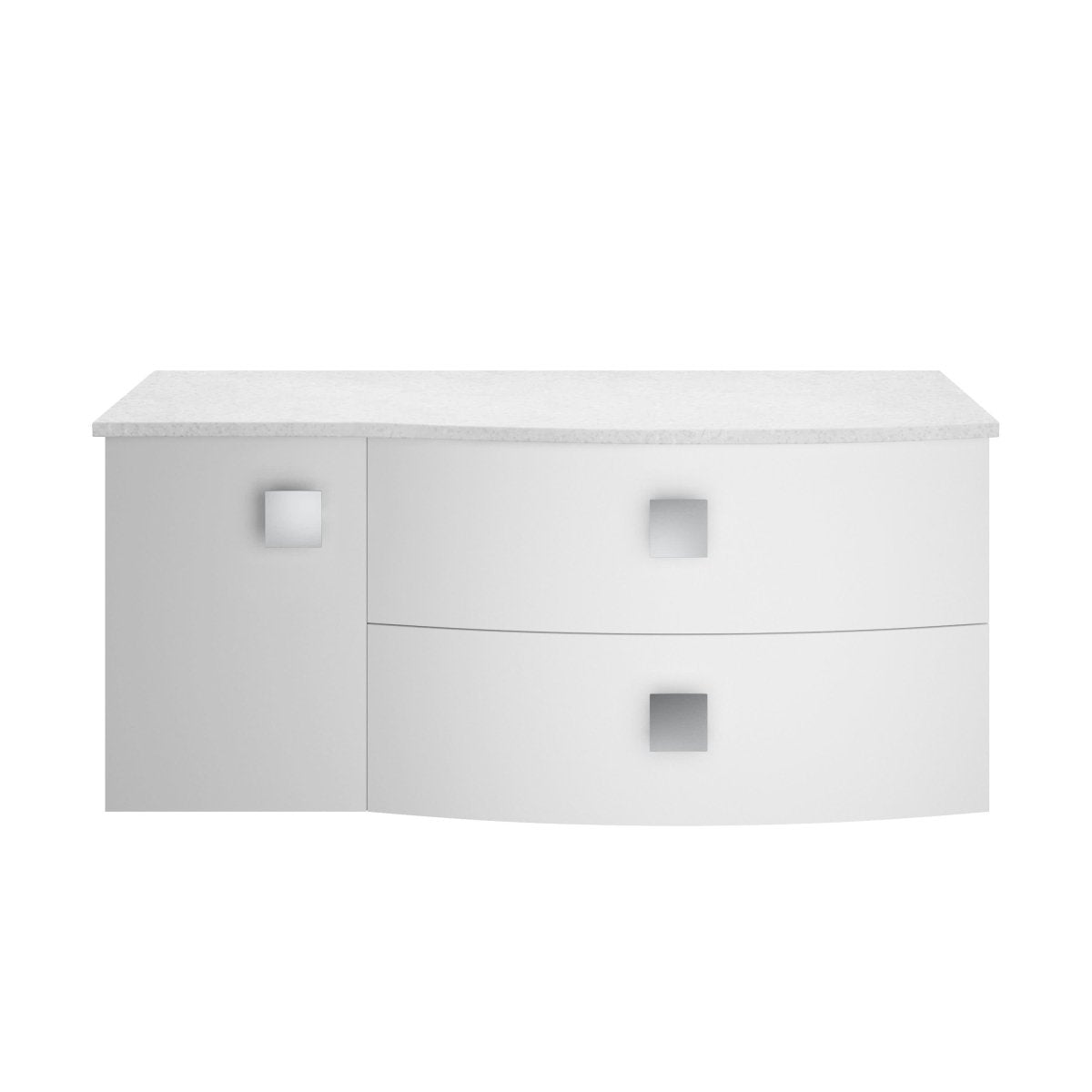 Hudson Reed Sarenna Wall Hung Right Hand 2 Drawer 1 Door White Countertop Basin Vanity Unit, Durable Soft-Close Cabinet Bathroom Furniture in Moon White, 1000mm