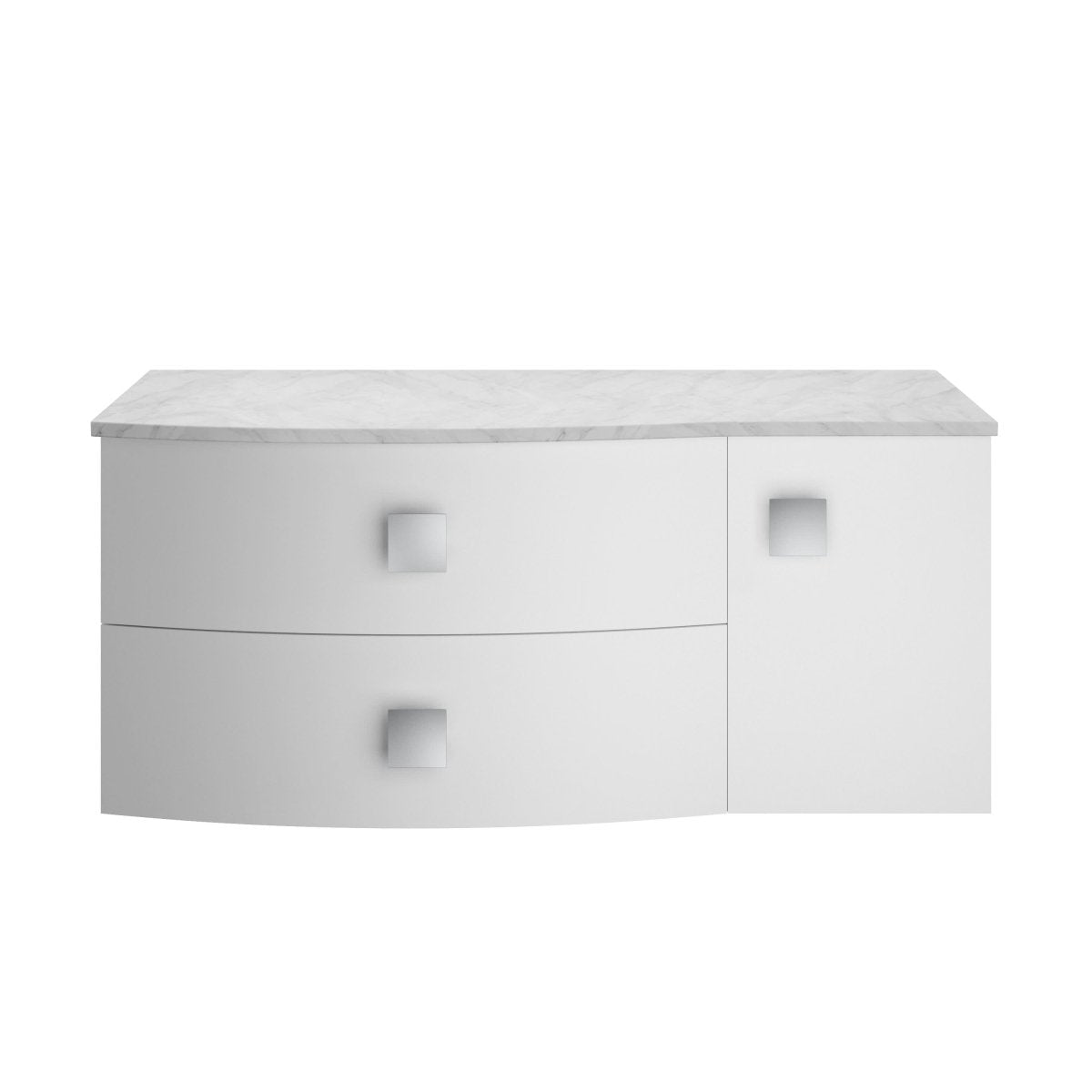 Hudson Reed Sarenna Wall Hung Left Hand 2 Drawer 1 Door Grey Countertop Basin Vanity Unit, Durable Soft-Close Cabinet Bathroom Furniture in Moon White, 1000mm