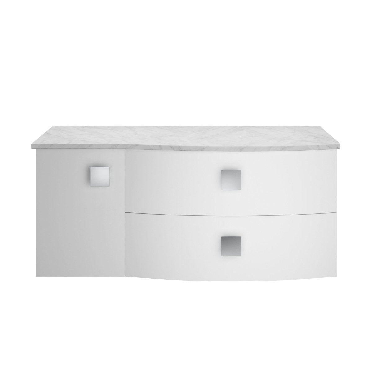 Hudson Reed Sarenna Wall Hung Right Hand 2 Drawer 1 Door Grey Countertop Basin Vanity Unit, Durable Soft-Close Cabinet Bathroom Furniture in Moon White, 1000mm