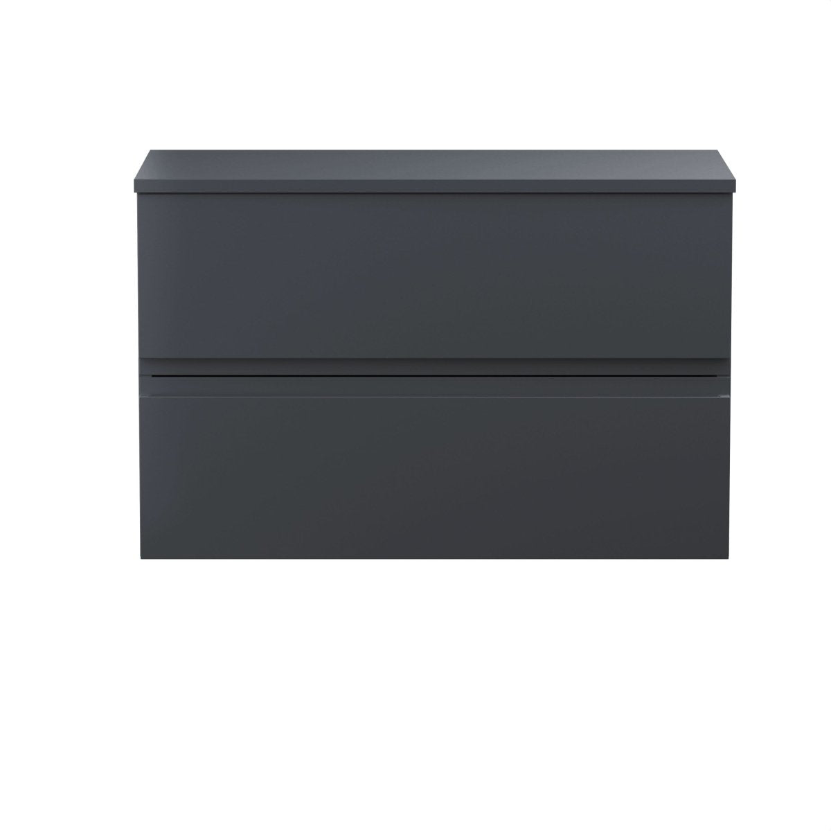Hudson Reed Urban Wall Hung Countertop Basin Unit, 2 Soft Close Drawers Vanity Unit and White Worktop in Soft Black, 800mm