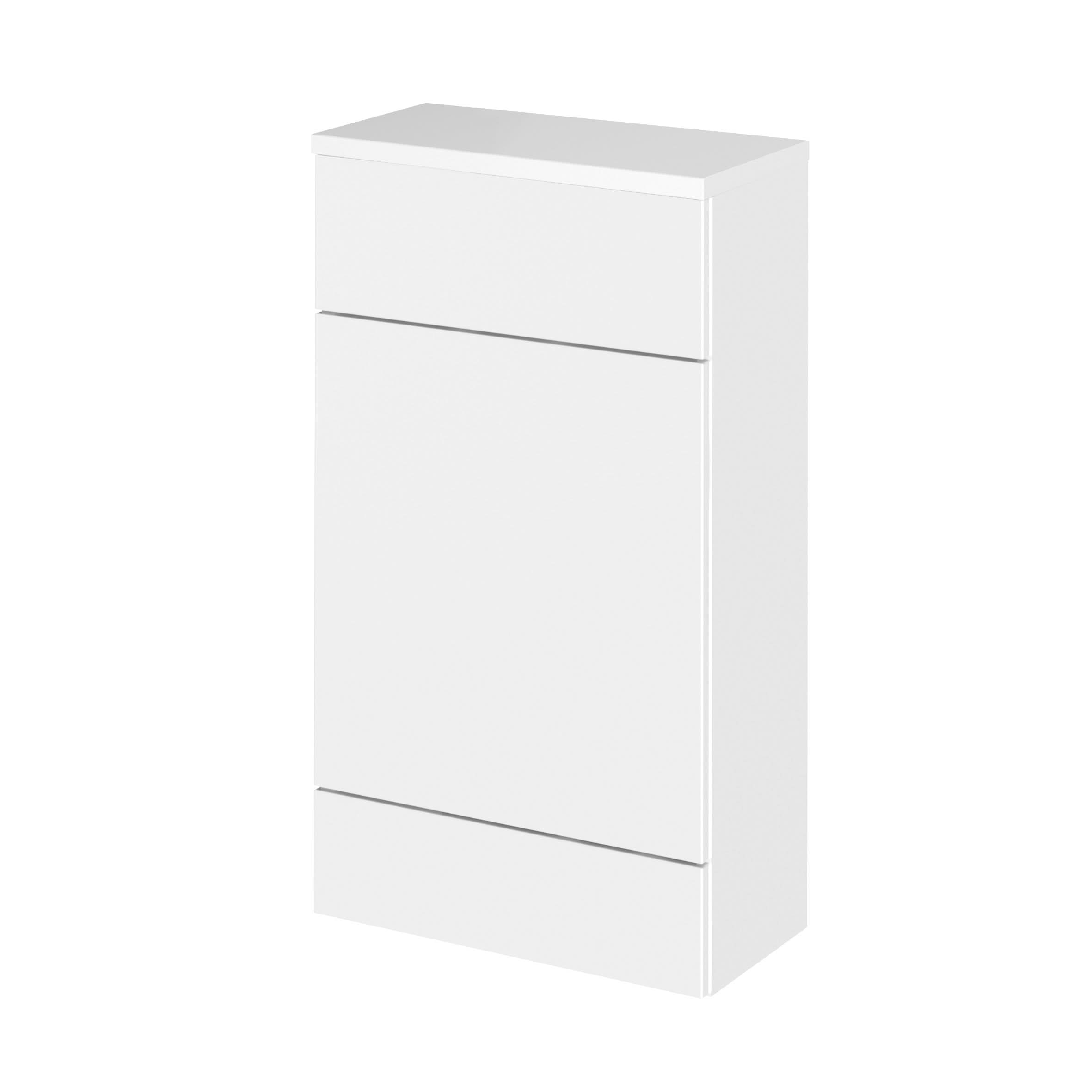 Hudson Reed Fusion Floor Standing WC Unit with Coordinating Top Compact, Vanity Unit in Bathroom, Gloss White, 500mm