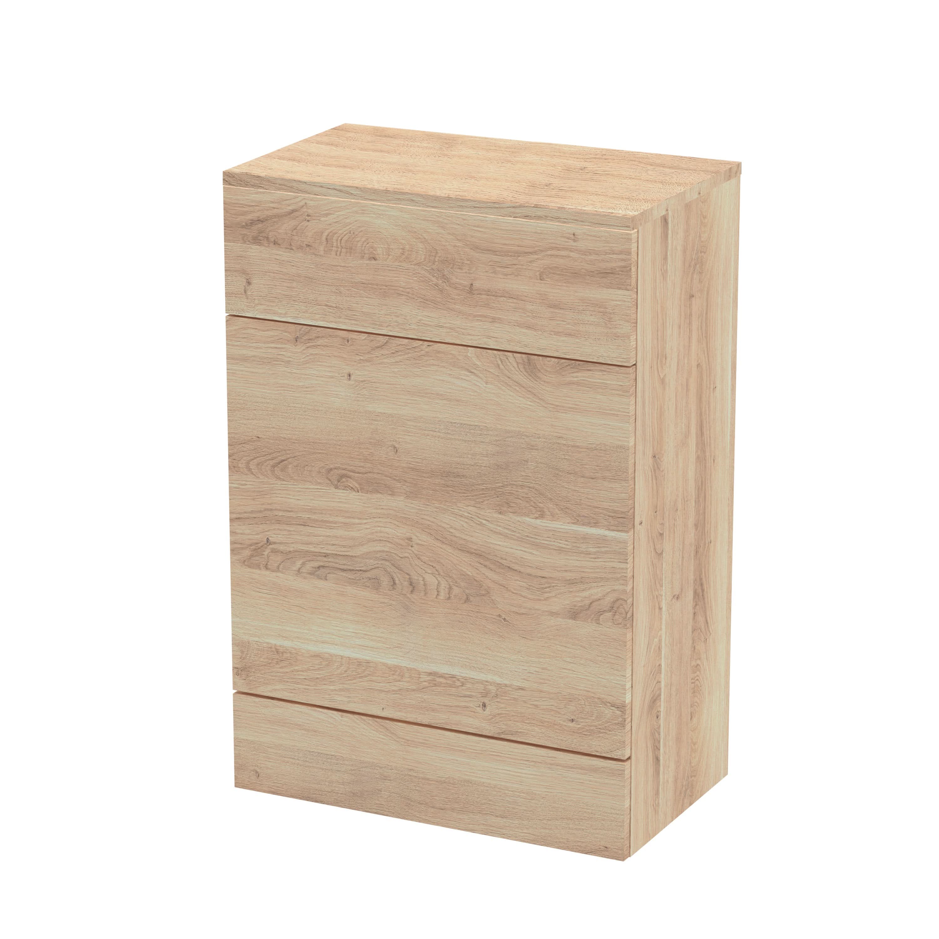 Hudson Reed Fusion Floor Standing WC Unit (355mm Deep), Stylish Bathroom Storage Unit, Bleached Oak, 600mm