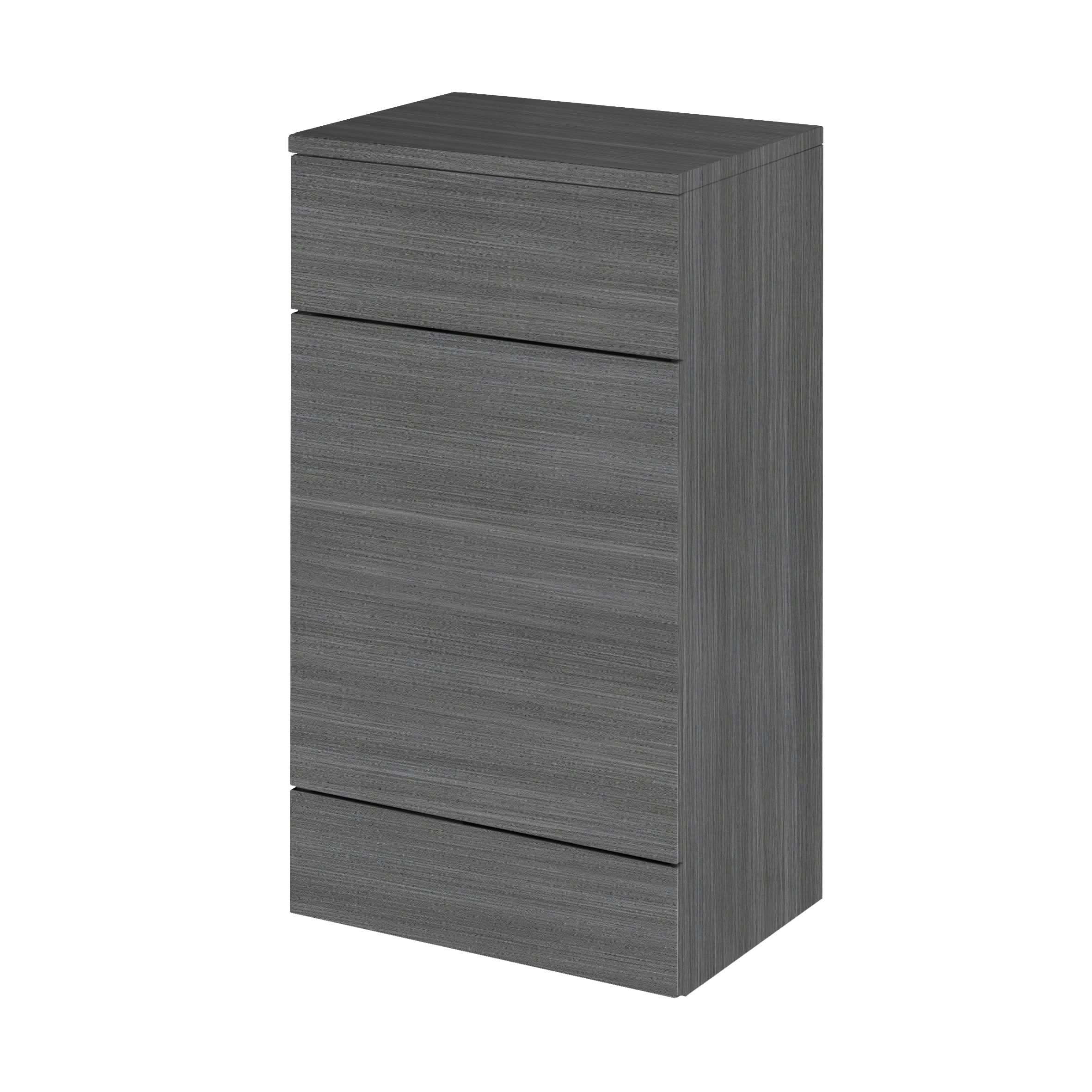 Hudson Reed Fusion Floor Standing WC Unit with Coordinating Top, Bathroom Storage Unit, Anthracite Woodgrain, 500mm