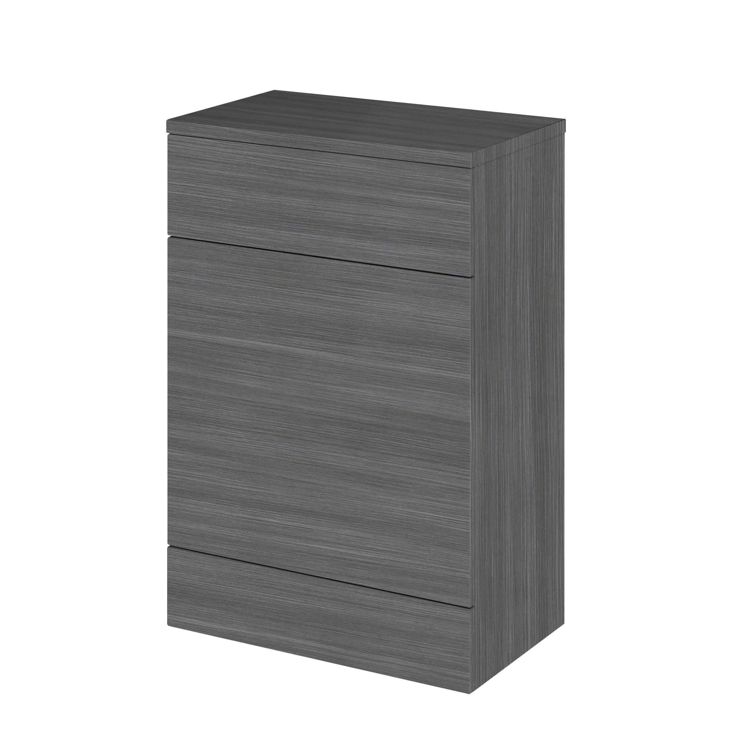 Hudson Reed Fusion Floor Standing WC Unit with Coordinating Top, Bathroom Storage Unit, Anthracite Woodgrain, 600mm