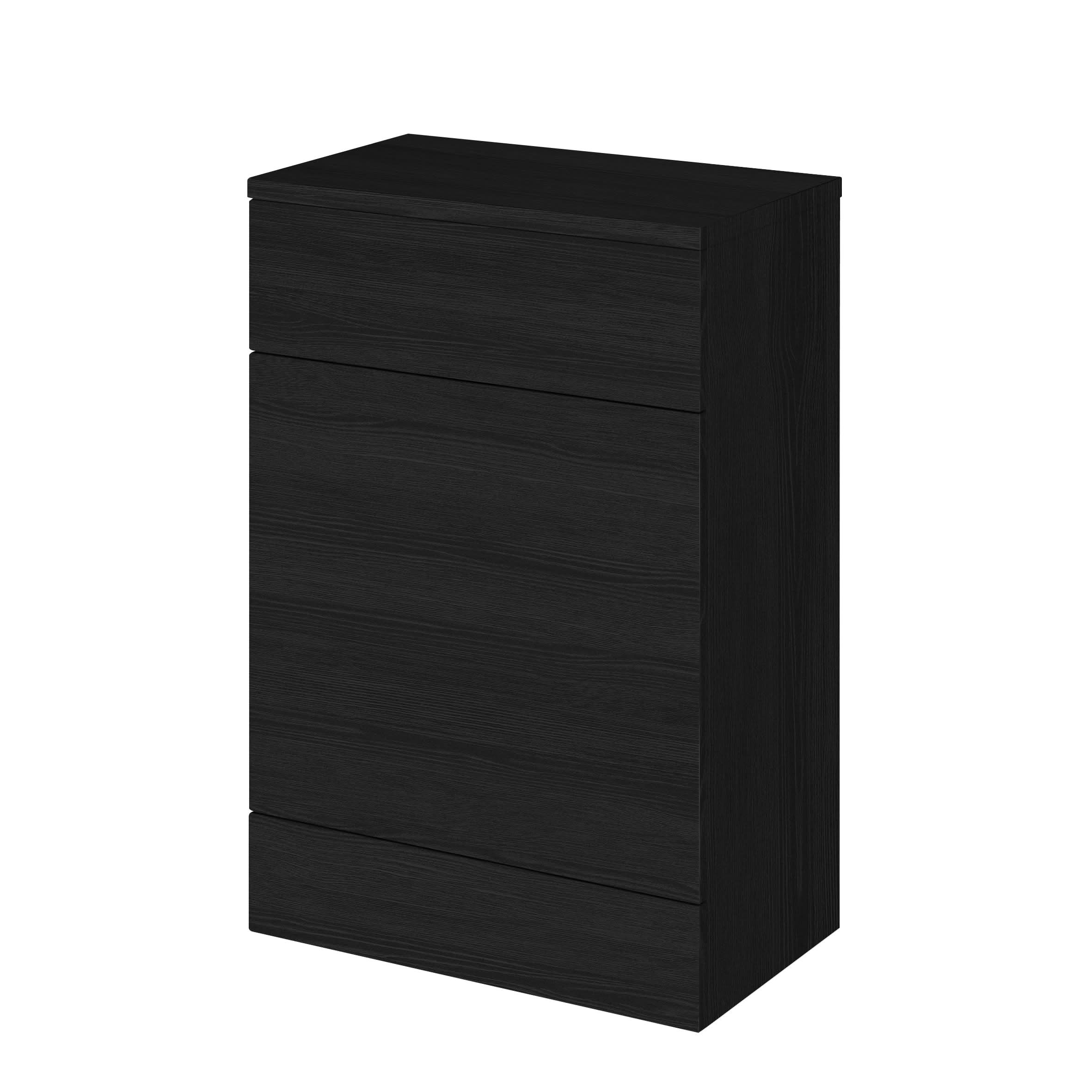 Hudson Reed Fusion Floor Standing WC Unit with Coordinating Top, Bathroom Storage Unit, Charcoal Black, 600mm