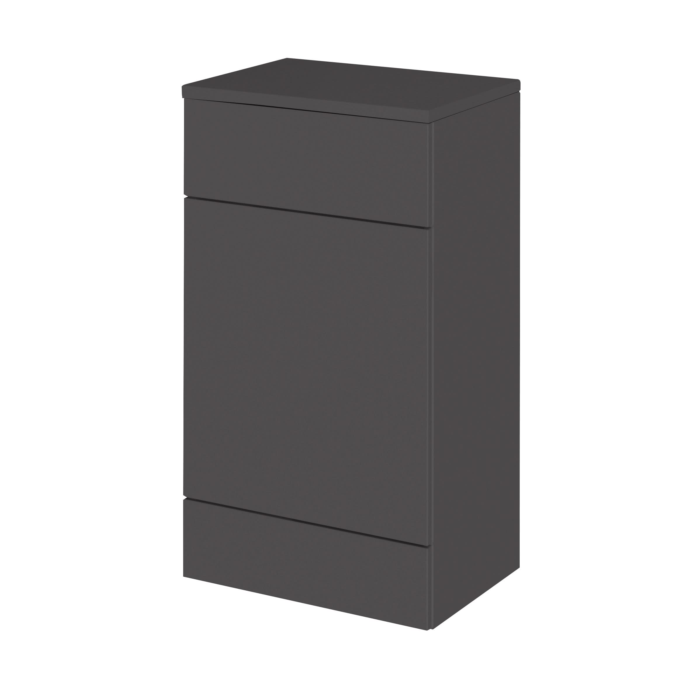 Hudson Reed Fusion Floor Standing WC Unit with Coordinating Top, Stylish Bathroom Storage Unit, Gloss Grey, 500mm