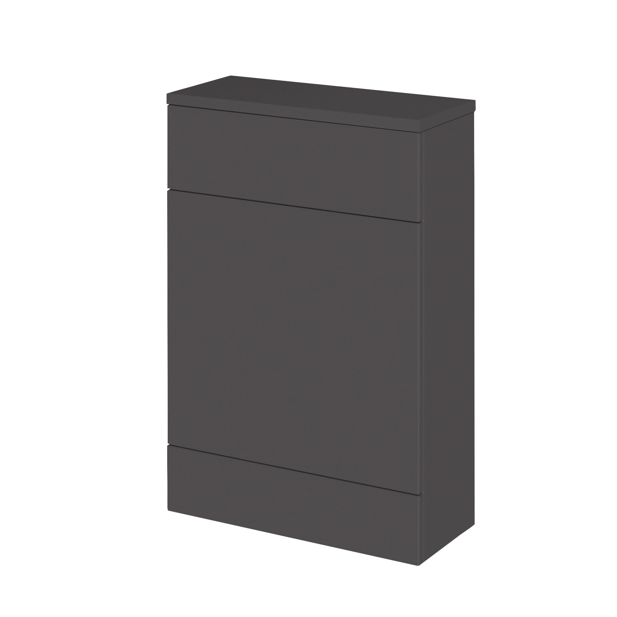 Hudson Reed Fusion Floor Standing WC Unit with Coordinating Top Compact, Stylish Bathroom Storage Unit, Gloss Grey, 600mm