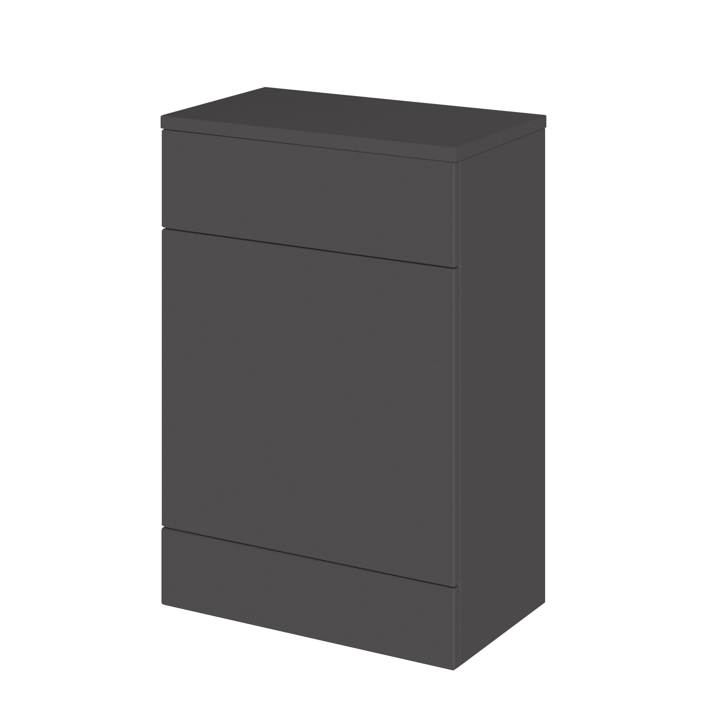 Hudson Reed Fusion Floor Standing WC Unit with Coordinating Top, Stylish Bathroom Storage Unit, Gloss Grey, 600mm