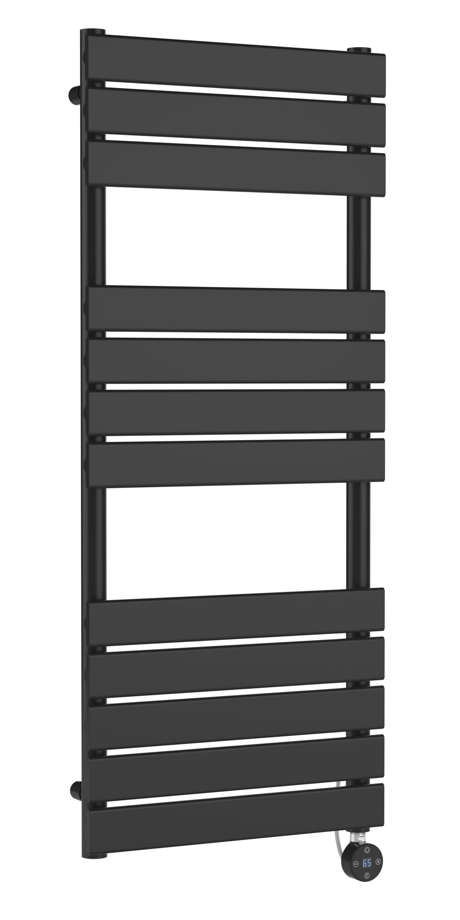 Hudson Reed Electric Square Flat Towel Rail with 12 Bars, Stylish Heated Towel Rail, Anthracite, 1213mm x 500mm