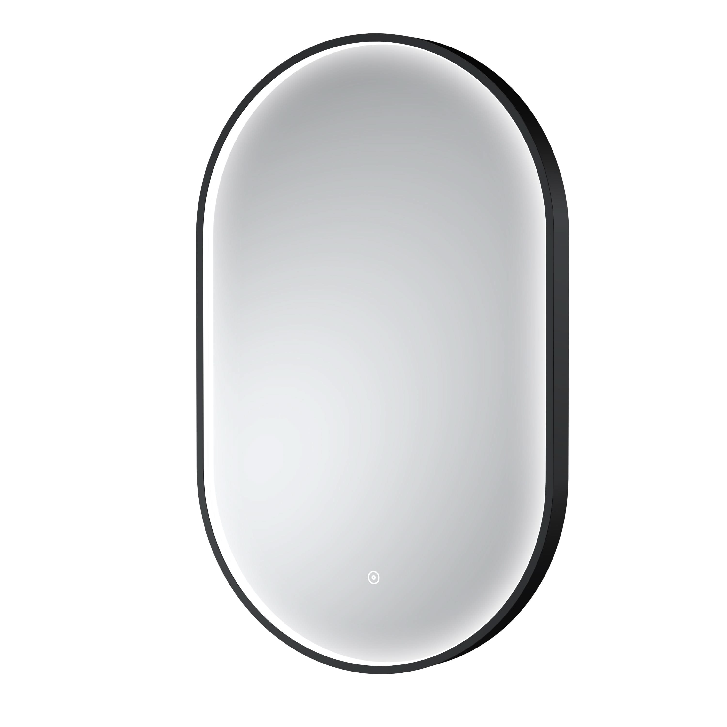 Hudson Reed Columba Framed LED Bathroom Mirror with Touch Sensor, Demister Pad & Illuminated Wall Mirror with Mains Powered in Black Frame, 800 x 500mm
