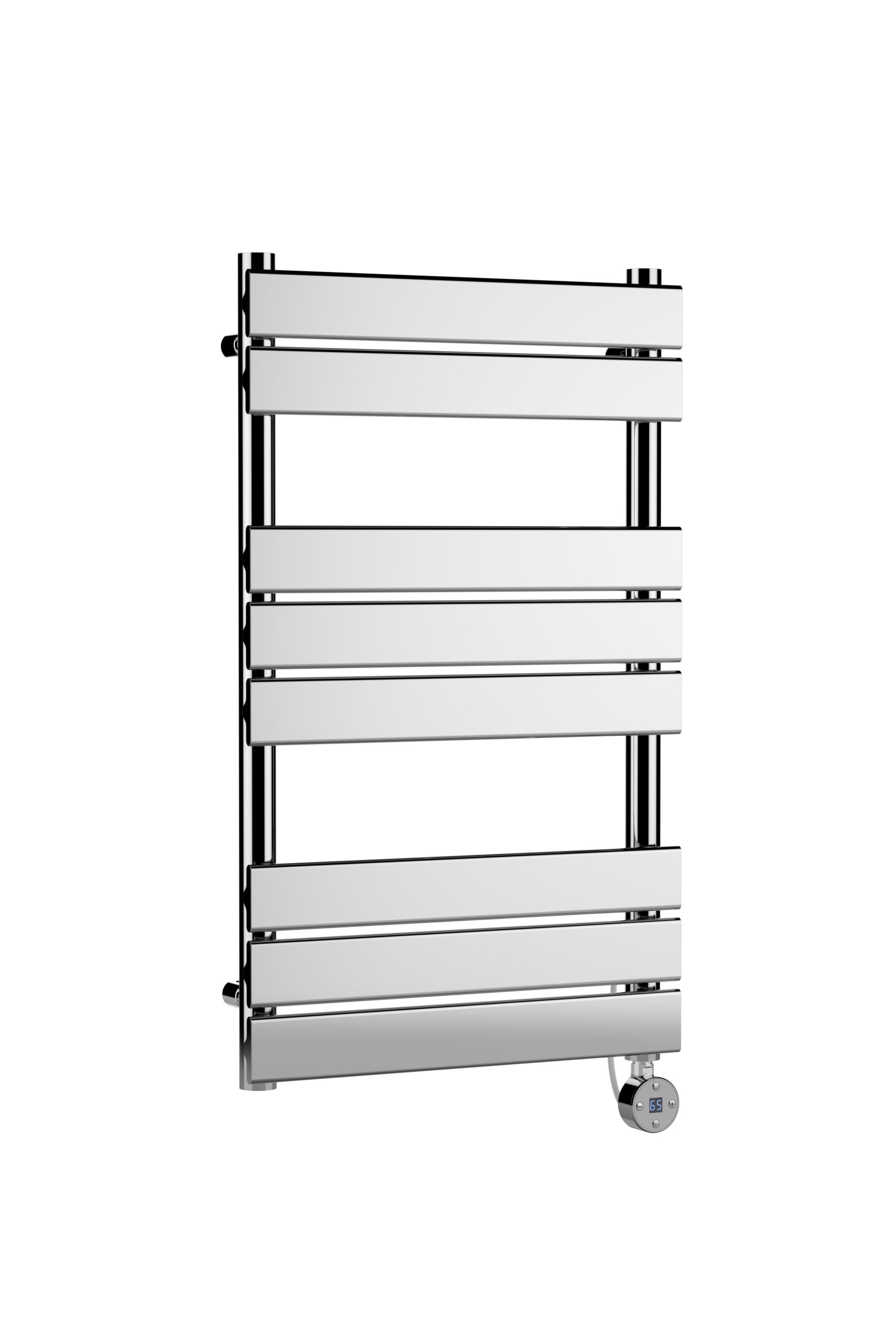 Hudson Reed Wall Hung Electric Square Flat Towel Rail with 8 Bars, Stylish Heated Towel Rail, Chrome, 840mm x 500mm