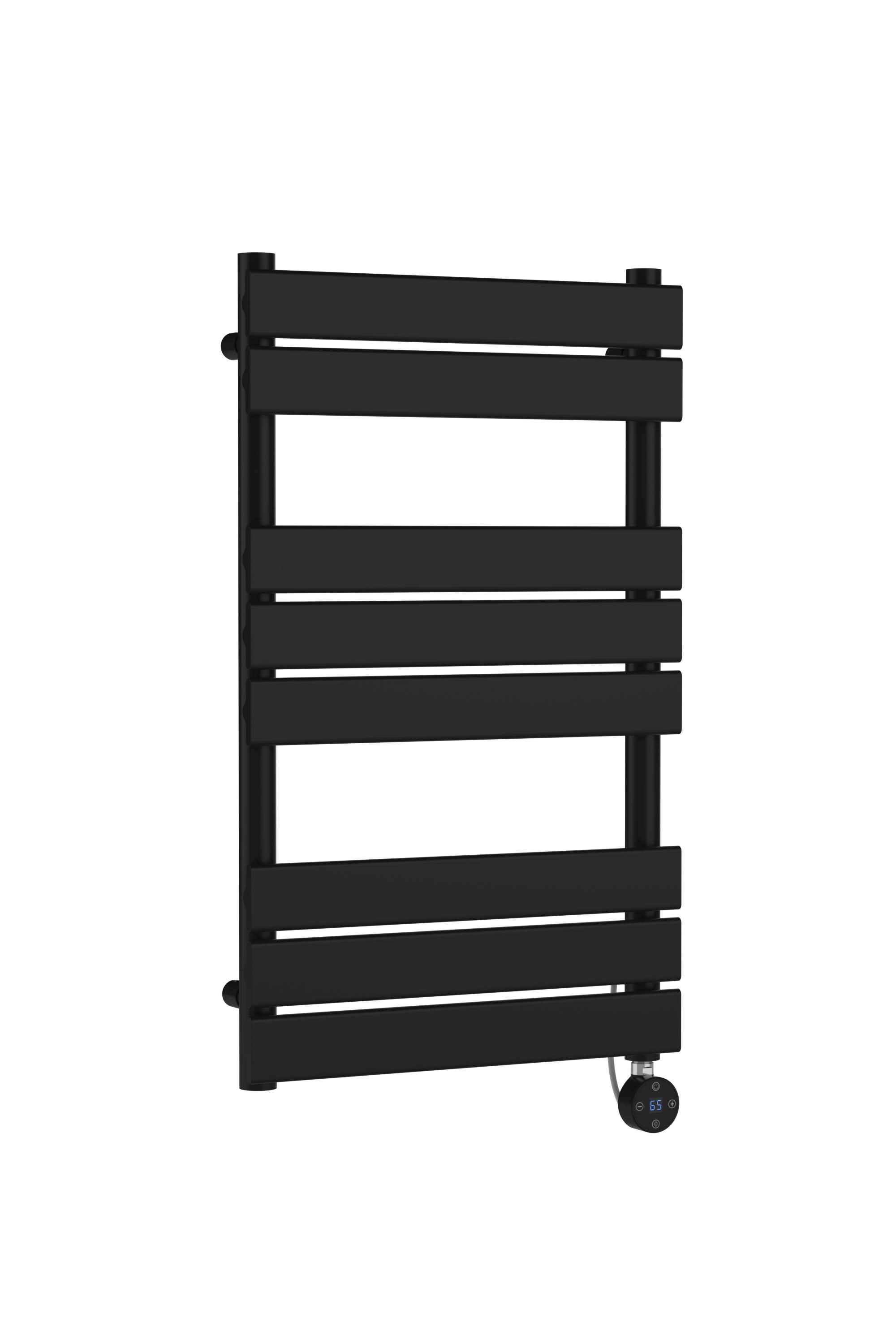 Hudson Reed Wall Hung Electric Square Flat Towel Rail with 8 Bars, Stylish Heated Towel Rail, Matt Black, 840mm x 500mm