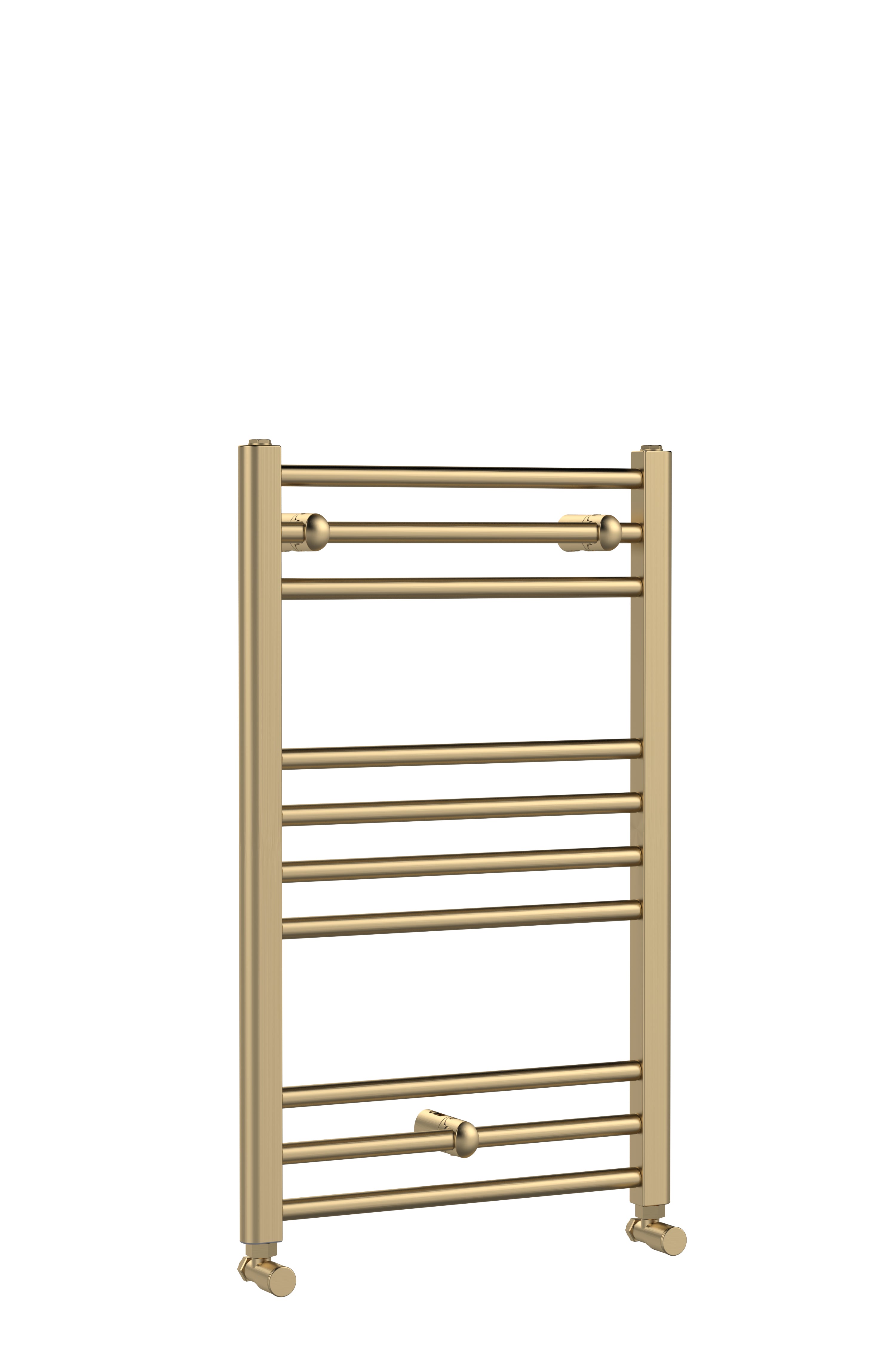 Nuie Lorica Straight Heated Towel Rail - 800mm x 500mm - Brushed Brass