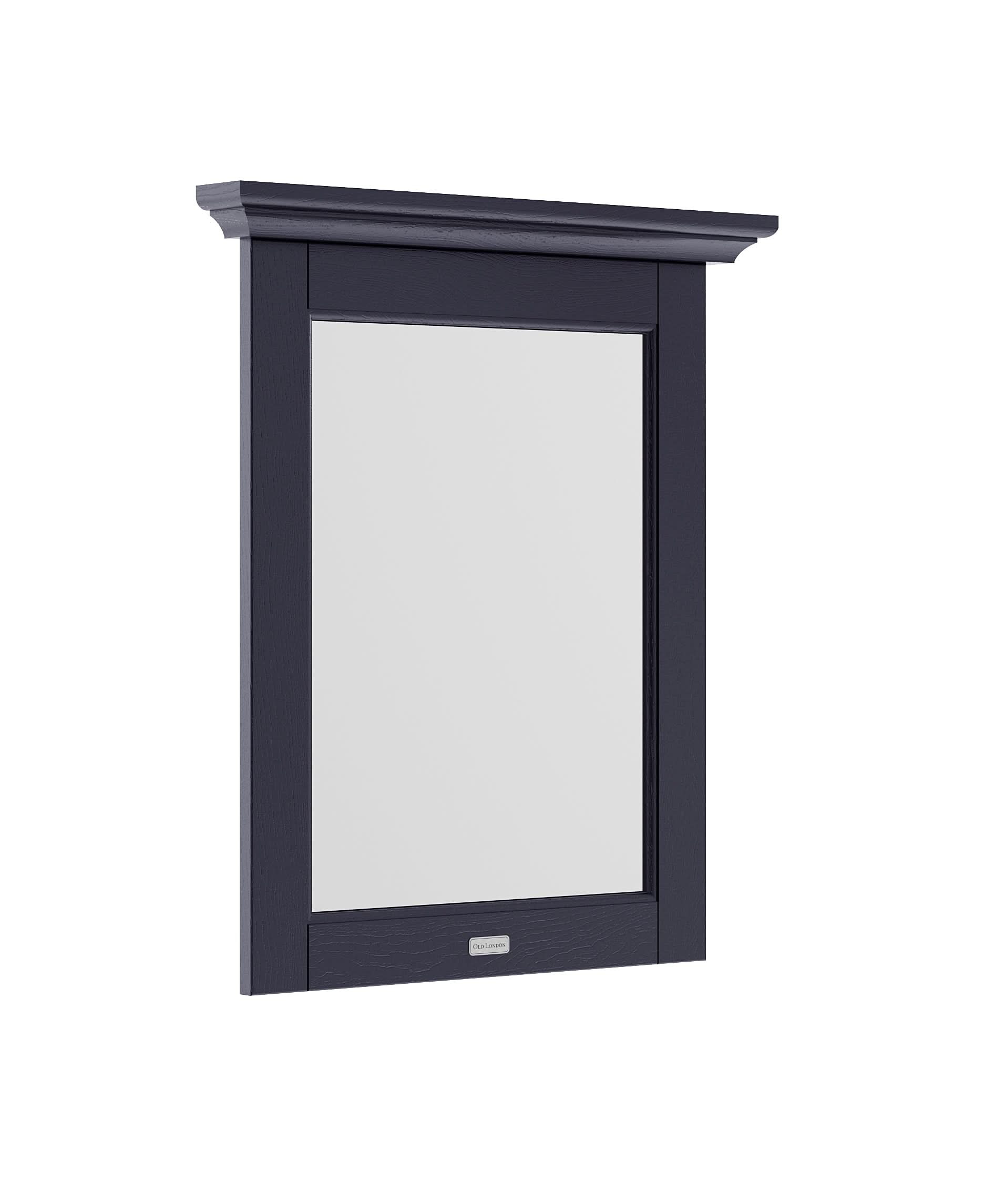 Old London Wall Hung Flat Rectangular Bathroom Wall Mirror, Textured Woodgrain Finish for Toilets and Bathrooms in Twilight Blue, 600mm