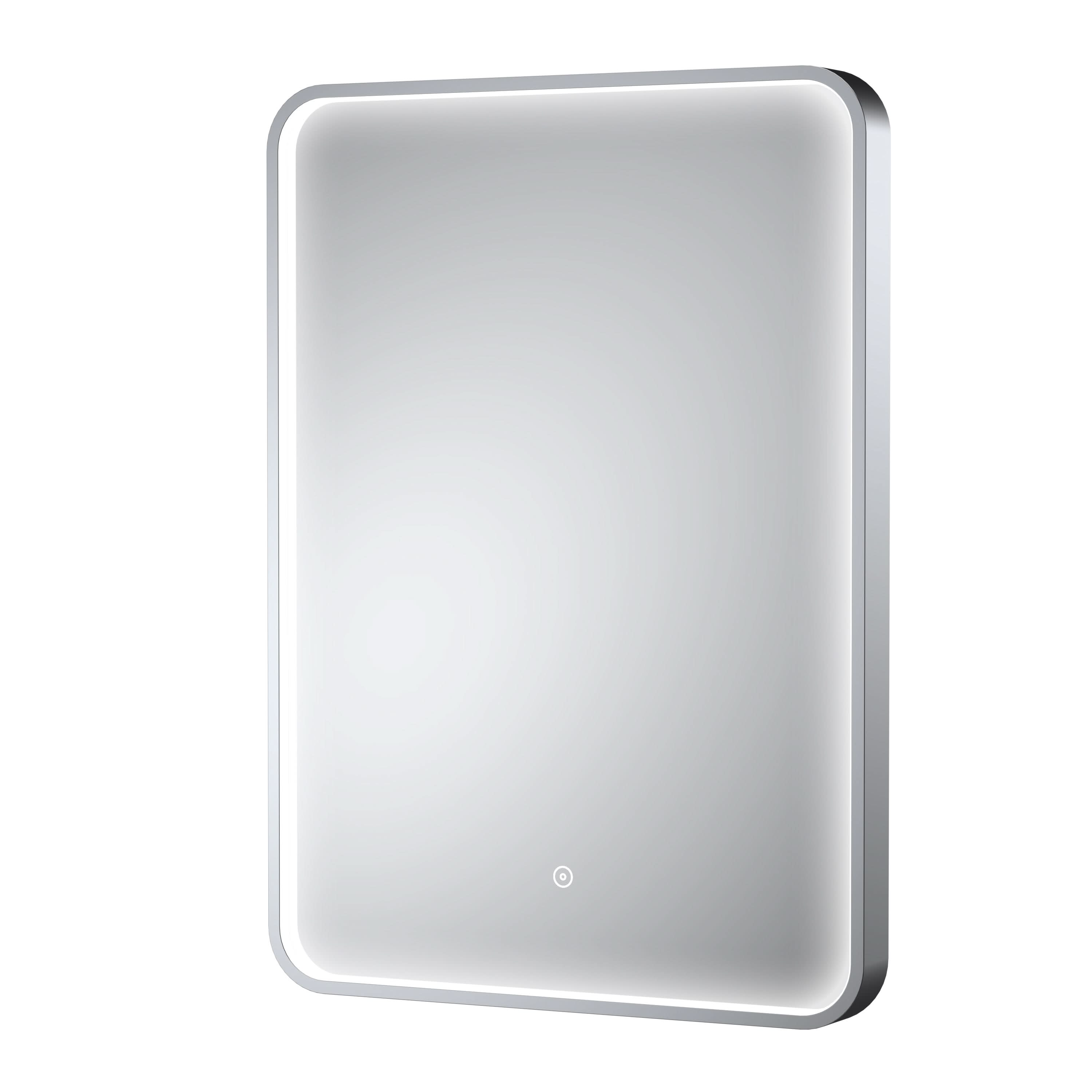 Hudson Reed Pictor Framed LED Bathroom Mirror with Touch Sensor, Demister Pad & Illuminated Wall Mirror with Mains Powered in Chrome Frame, 700 x 500mm