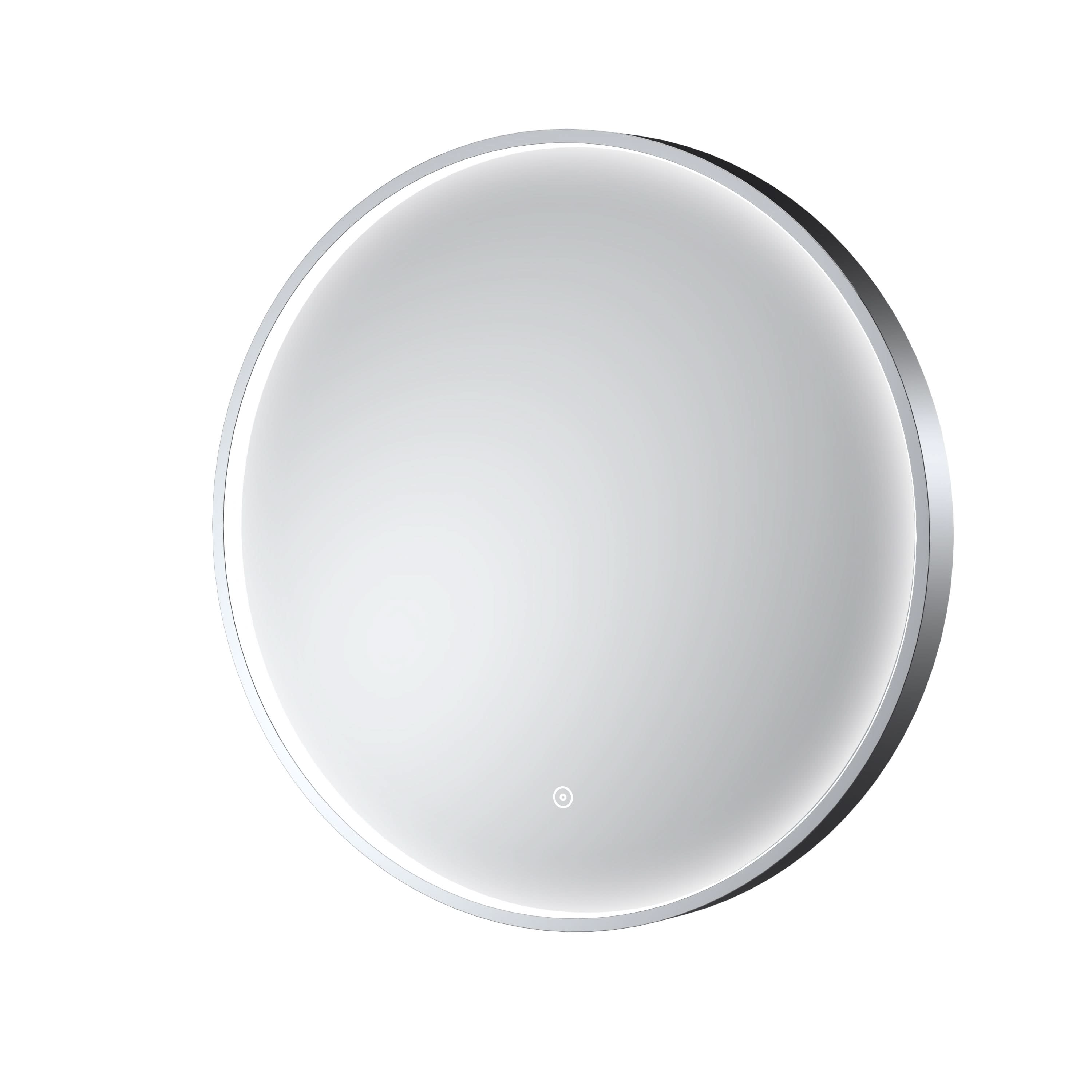 Hudson Reed Mensa Round LED Bathroom Mirror with Touch Sensor and Built-in Demister Pad, Illuminated Mirror for Modern Bathrooms in Chrome Inset Frame, 600mm