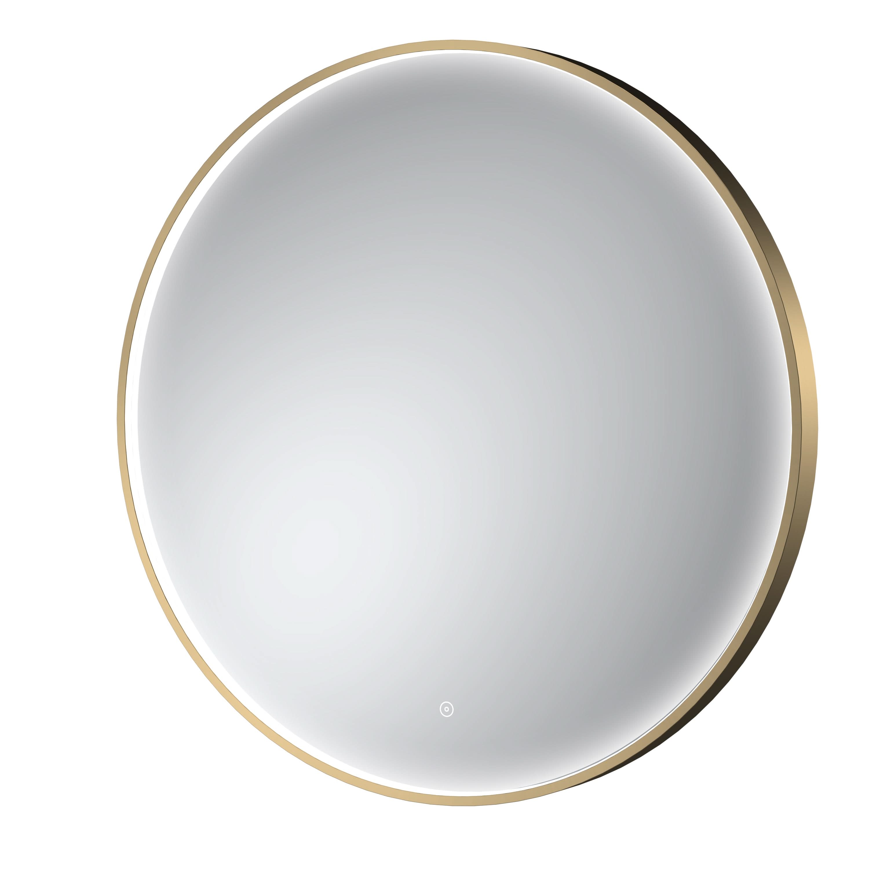 Hudson Reed Mensa Round LED Bathroom Mirror with Touch Sensor and Built-in Demister Pad, Illuminated Mirror for Modern Bathrooms in Brushed Brass Inset Frame, 800mm