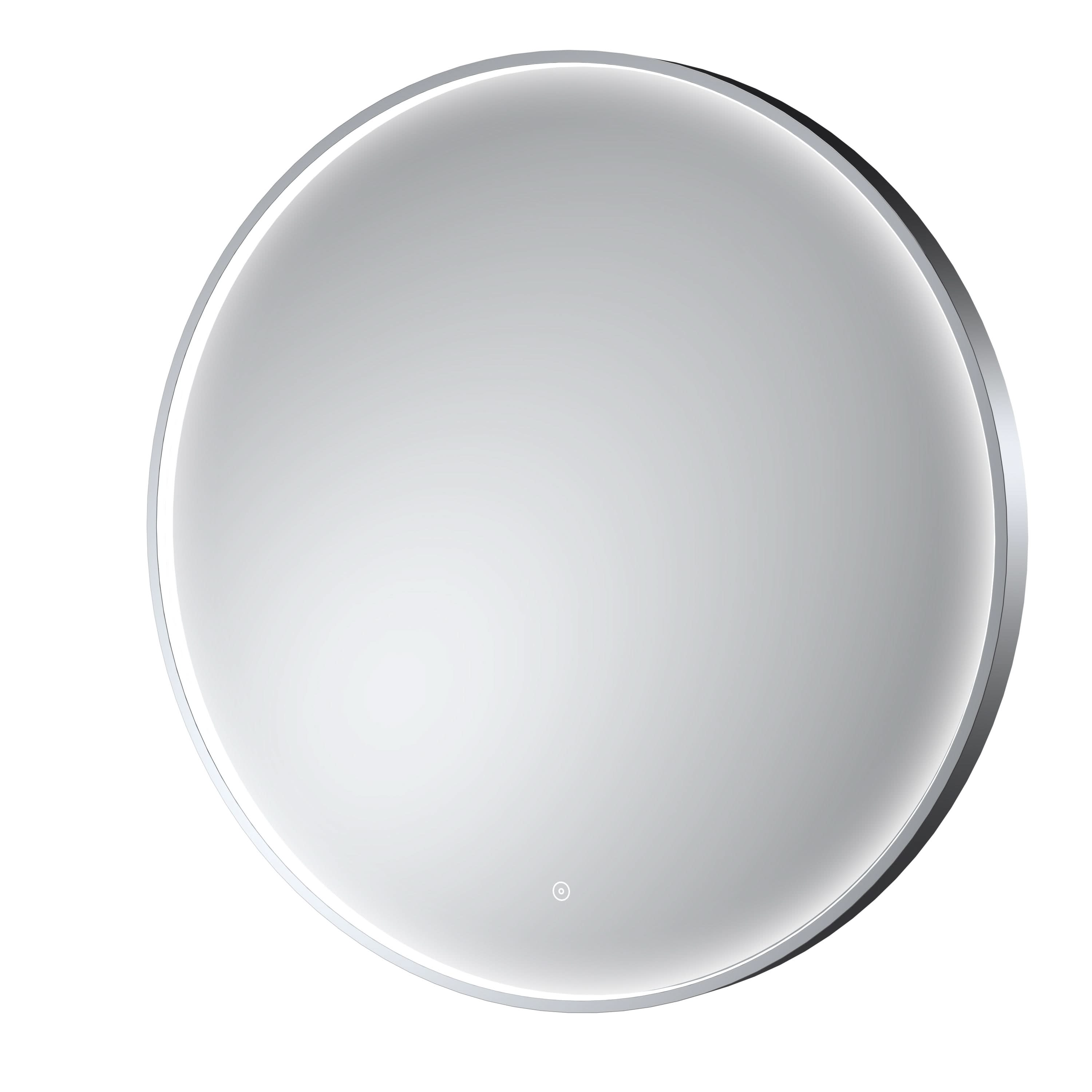 Hudson Reed Mensa Round LED Bathroom Mirror with Touch Sensor and Built-in Demister Pad, Illuminated Mirror for Modern Bathrooms in Chrome Inset Frame, 800mm