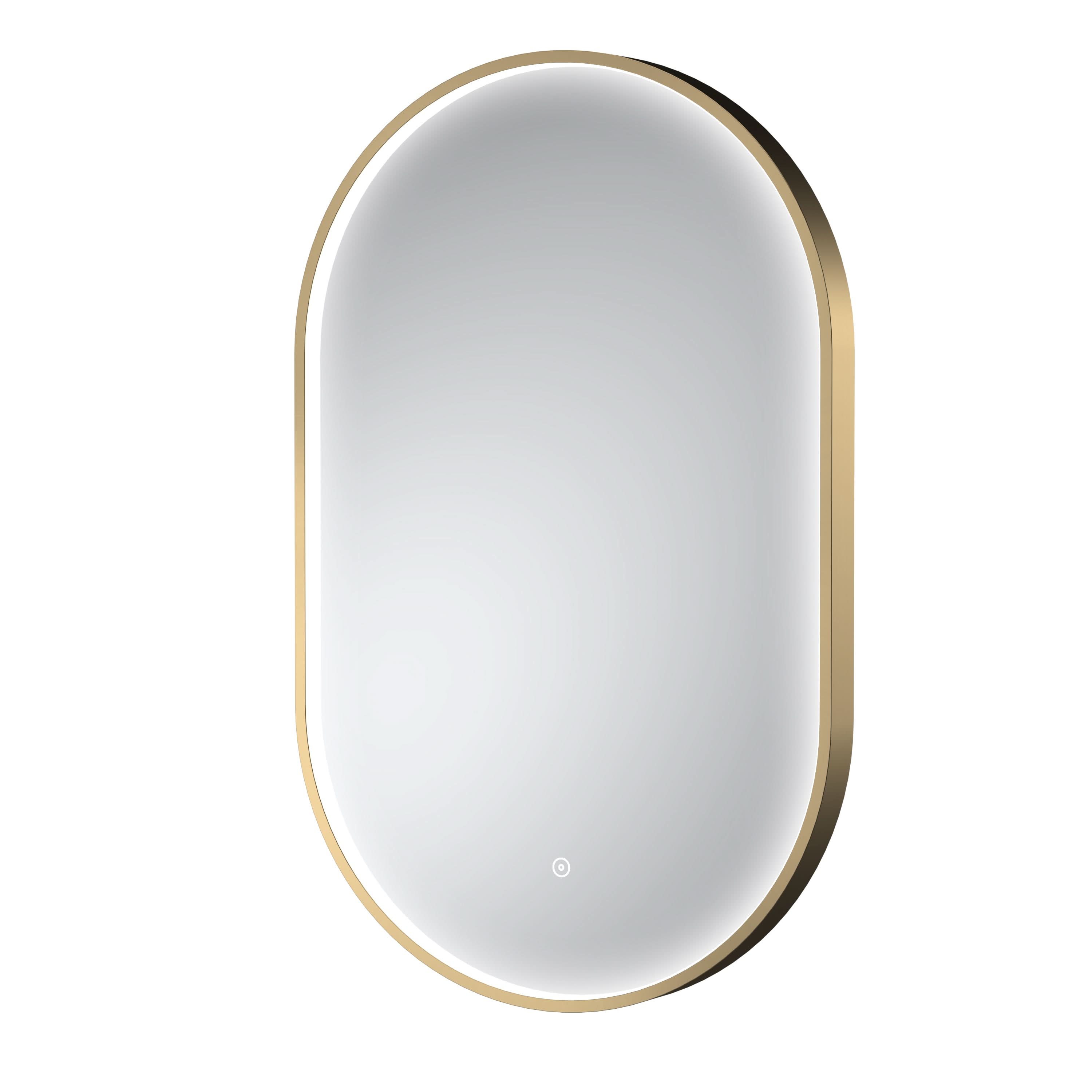 Hudson Reed Columba Framed LED Bathroom Mirror with Touch Sensor, Demister Pad & Illuminated Wall Mirror with Mains Powered in Brushed Brass Frame, 800 x 500mm